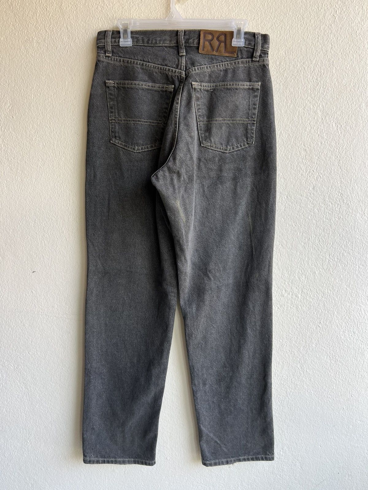 RRL Ralph Lauren × Vintage Vintage 90s RRL Usa Fade Black Stains Denim Baggy Jeans Size US 30 / EU 46 - 3 Thumbnail