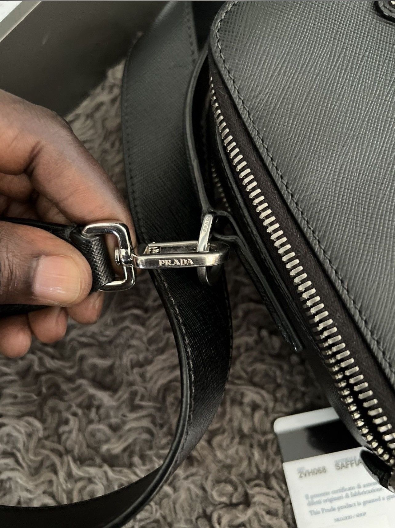 Prada Prada Black Logo Saffano Leather Cross Body Bag Size ONE SIZE - 16 Thumbnail