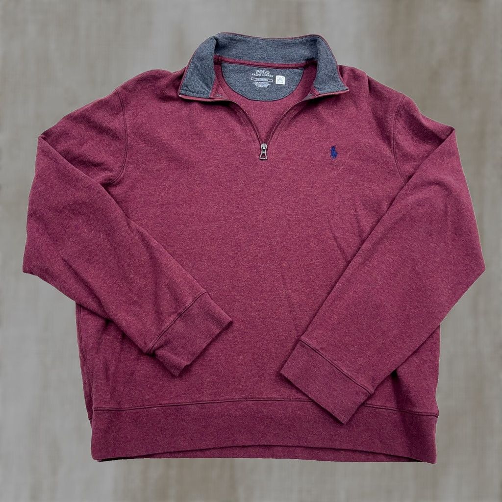 Polo Ralph Lauren Polo Ralph Lauren Sweater Men Large Maroon Pullover 1/4 Zip Logo Knit Cotton Nylon Viscose Size US L / EU 52-54 / 3 - 1 Thumbnail