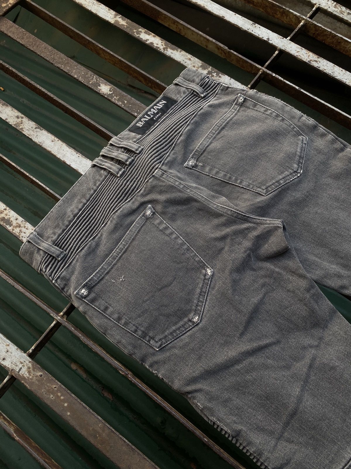 Balmain Balmain - Distressed Biker Jeans Denim Gray Size US 32 / EU 48 - 6 Thumbnail