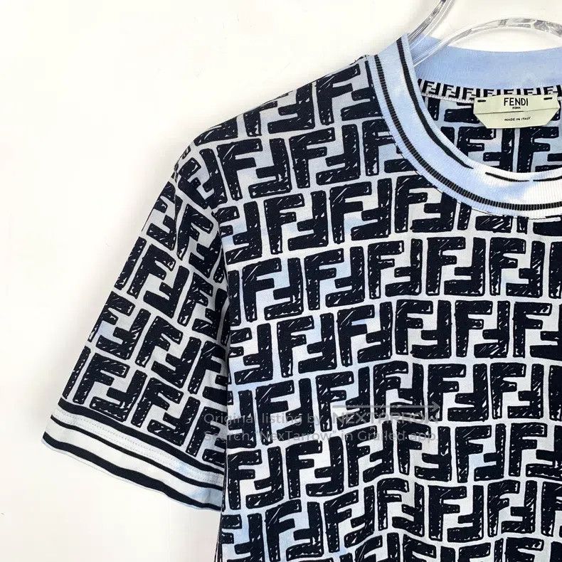 Fendi Fendi Blue tie-dye logo lettering full print cotton round Size S / US 4 / IT 40 - 3 Thumbnail