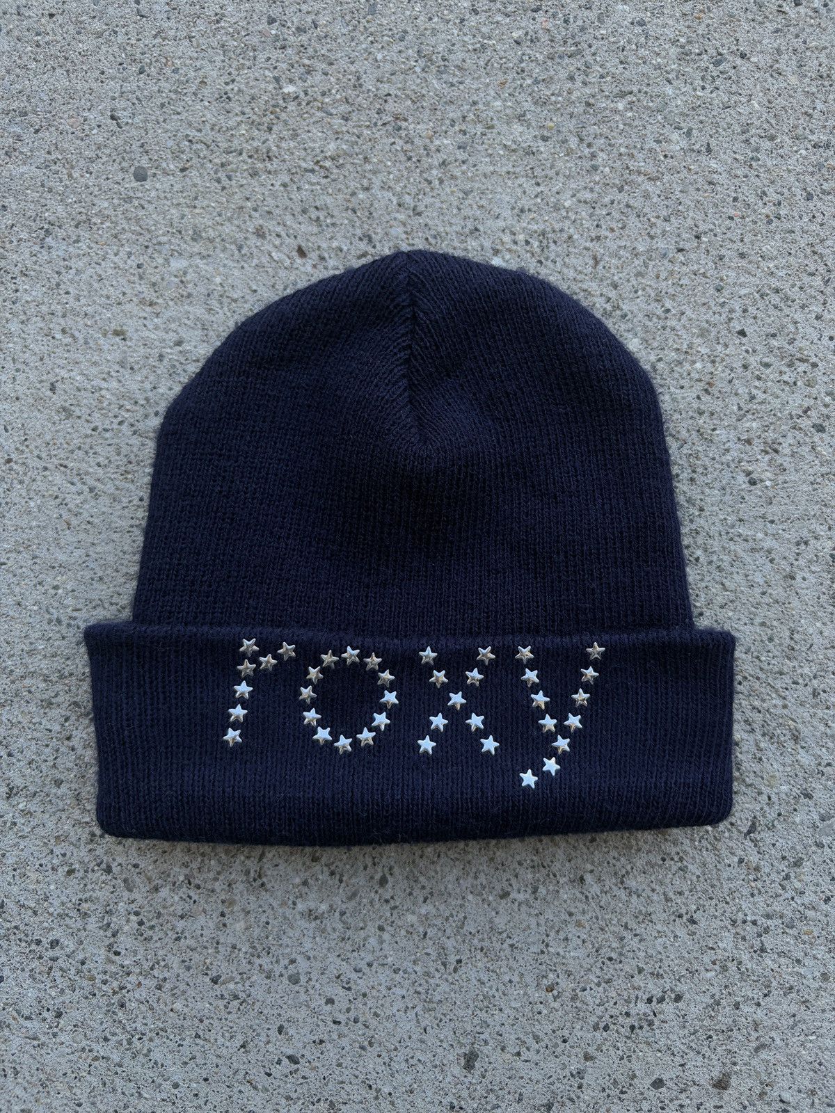 Quiksilver × Vintage Vintage 2000s Y2K Roxy Navy/Star Rhinestones Snow/Ski Beanie Size ONE SIZE - 1 Thumbnail