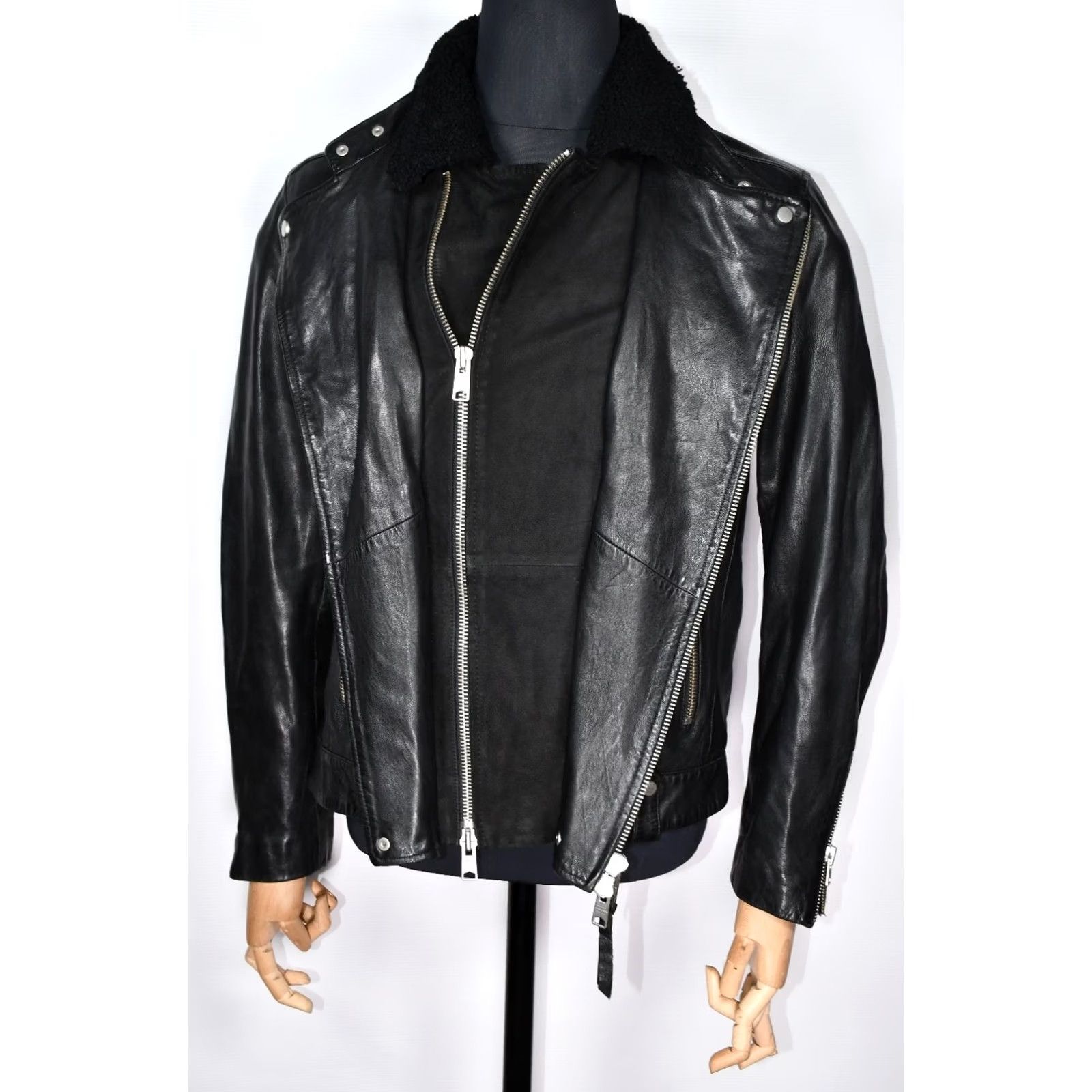 Allsaints AllSaints Prospect Leather Biker Jacket Black M Mens Jacket Leather Streetwear Front Zip Zipper Casual 90s Event Vintage: No Size US M / EU 48-50 / 2 - 7 Thumbnail