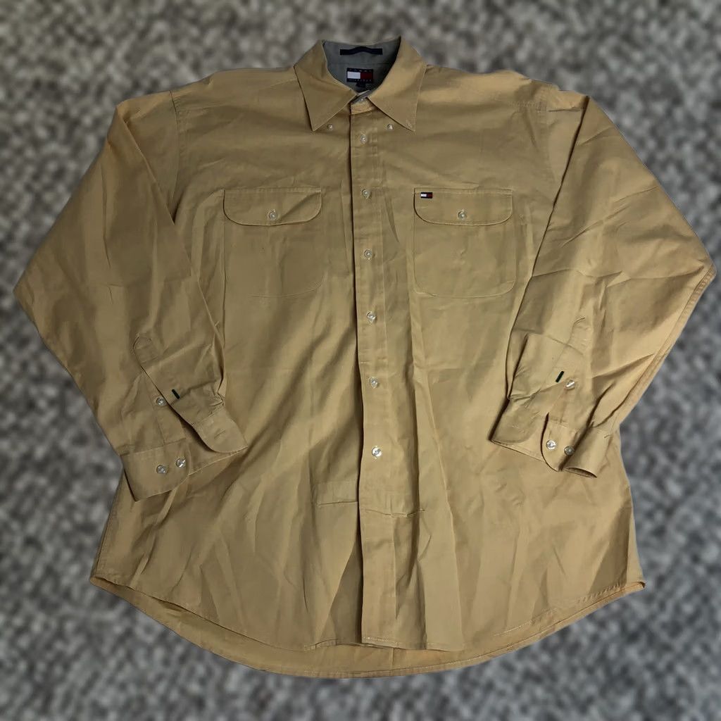 Tommy Hilfiger Tommy Hilfiger Mens Yellow Long sleeve Button Down Dress Shirt Large M82 Size 42R - 1 Thumbnail