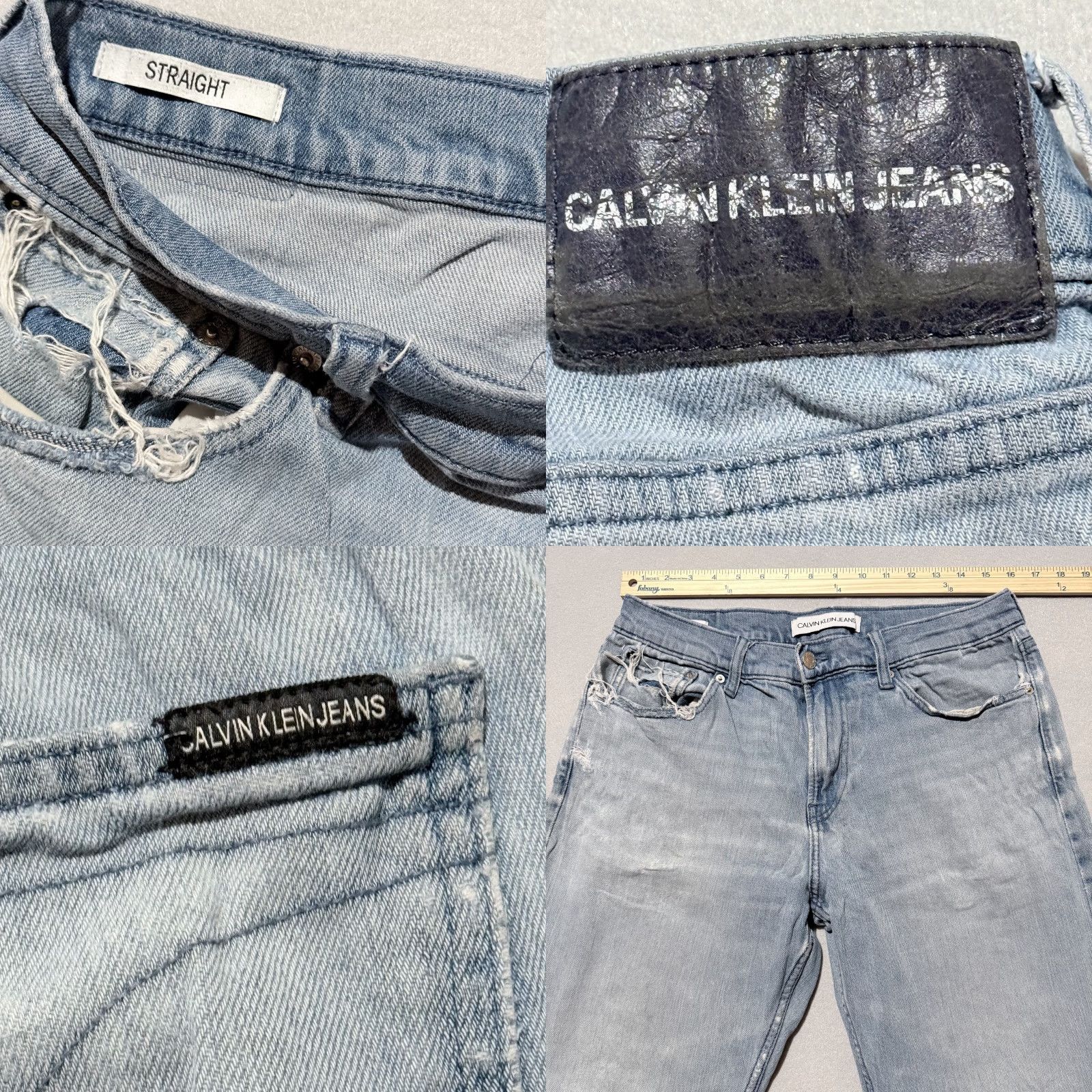 Calvin Klein Calvin Klein Jeans Straight Leg Denim Jeans Men's Blue Distressed - 32x30 Y2K Size US 32 / EU 48 - 9 Thumbnail