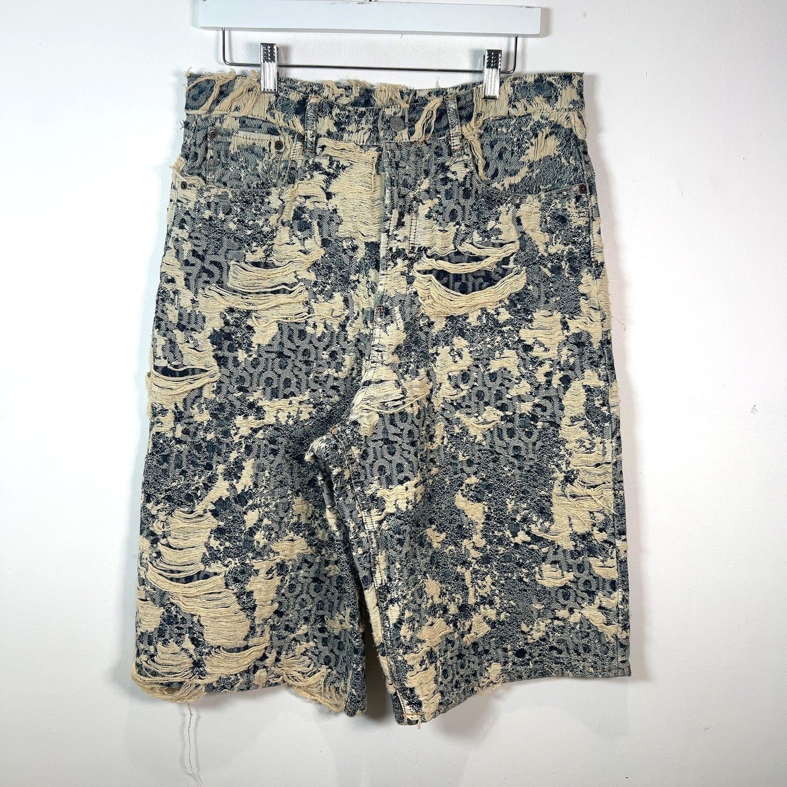Acne Studios Acne Studios Distressed Mongram Denim Shorts Size US 32 / EU 48 - 1 Thumbnail