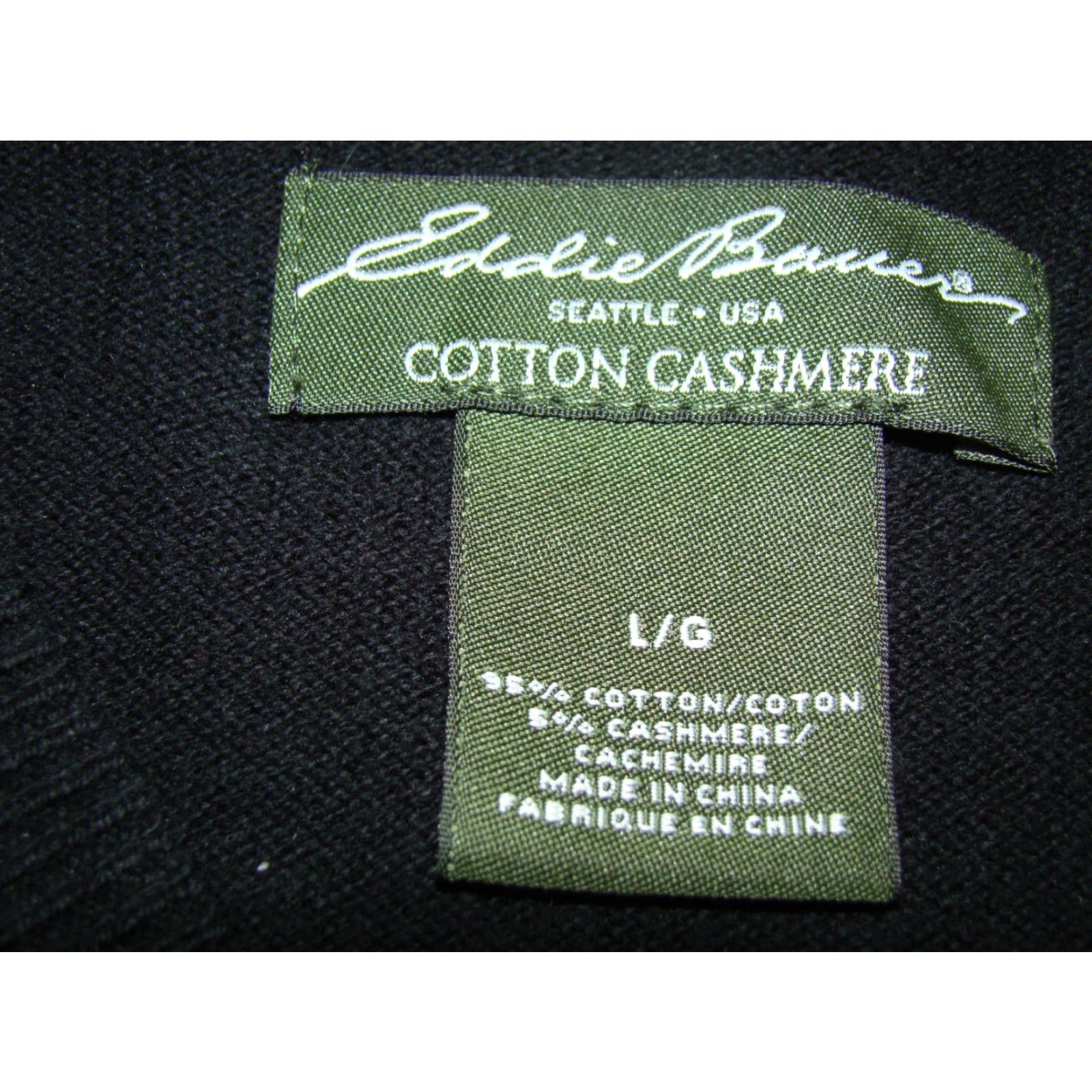 Eddie Bauer Eddie Bauer Mens L Cotton Cashmere Pullover V Neck Long Sleeve Black Sweater Size US L / EU 52-54 / 3 - 3 Thumbnail
