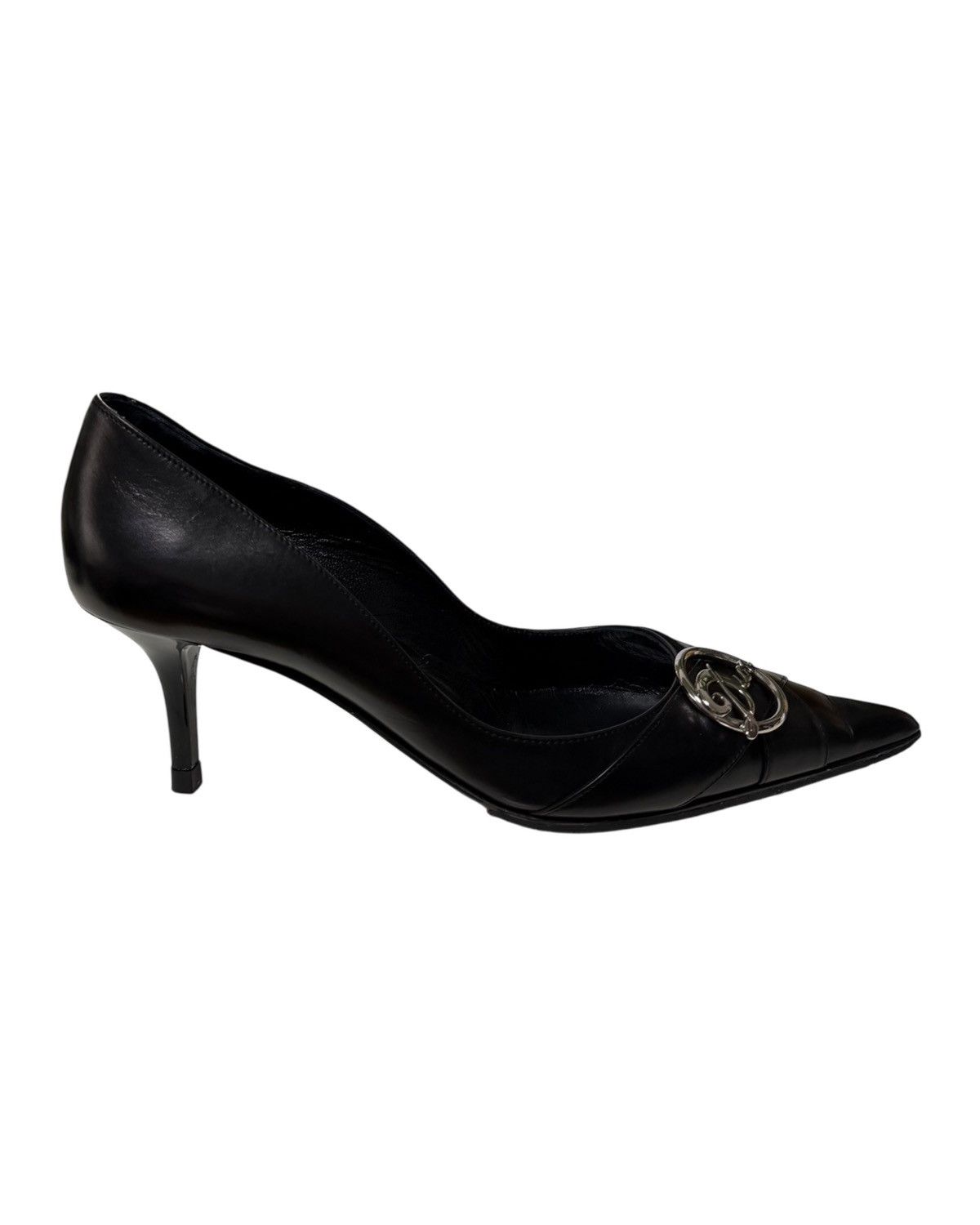Dior CHRISTIAN DIOR Vintage Logo Plate Leather Pointed Pumps Size US 7 / IT 37 - 4 Thumbnail