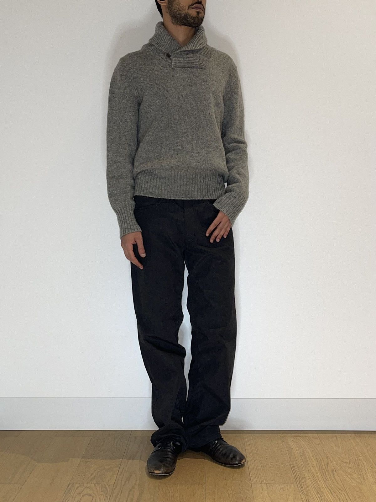 Maison Margiela Maison Margiela Fall 2004 Grey Wool Shawl Collar KnitSweater Size US M / EU 48-50 / 2 - 8 Thumbnail