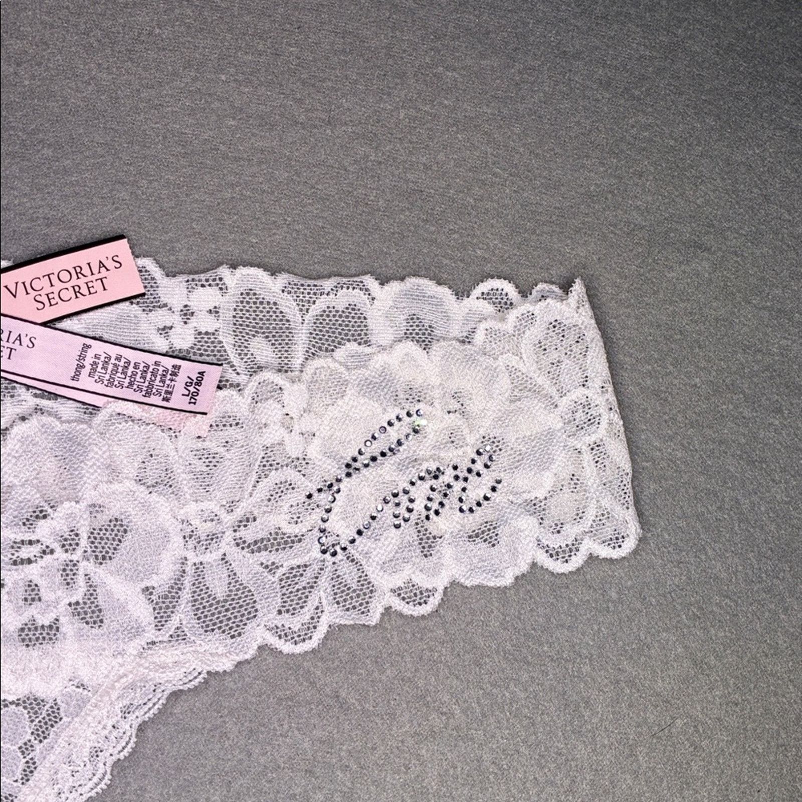 Victoria's Secret Victoria’s Secret Sexy Lace Thong Love Rhinestone NEW Size ONE SIZE - 2 Thumbnail