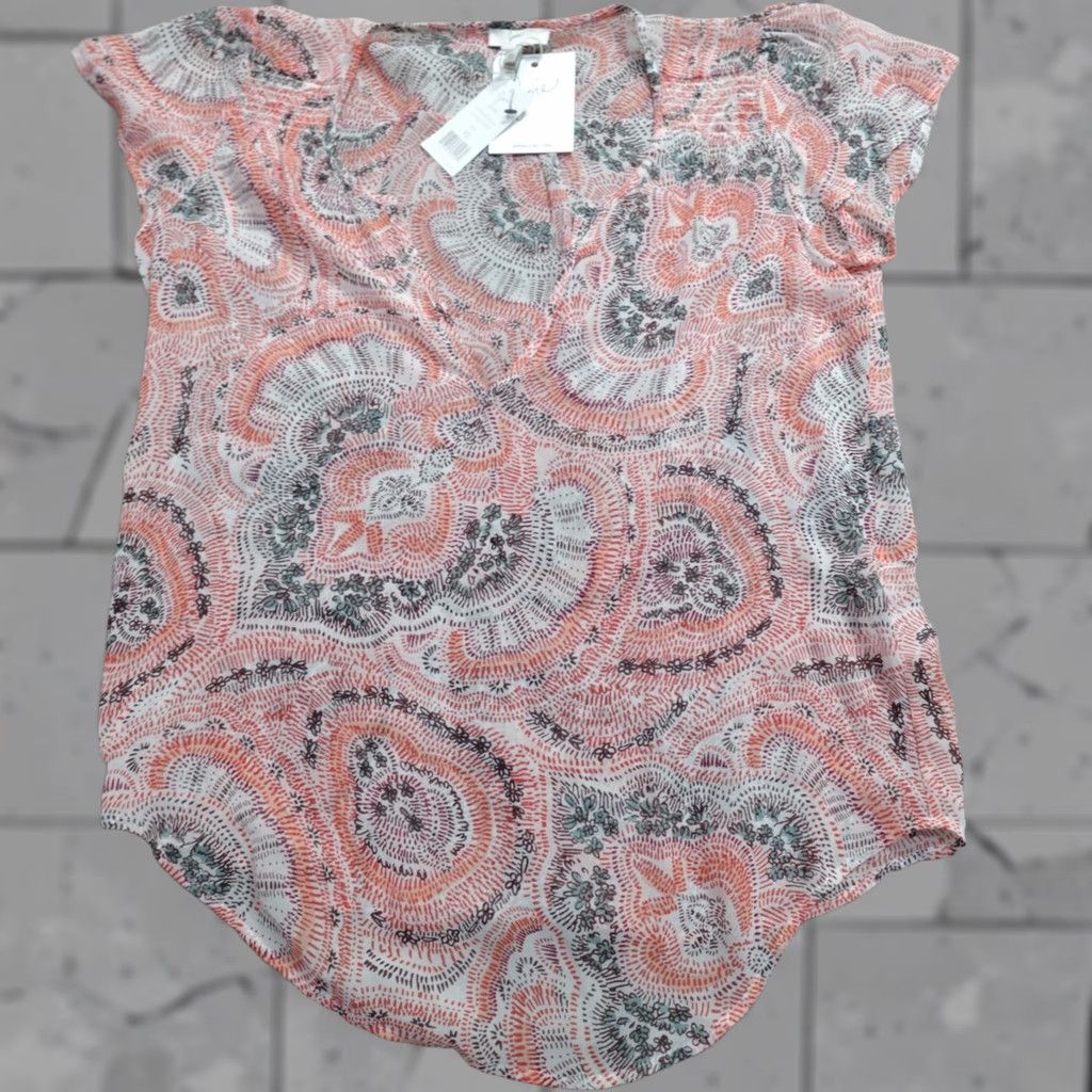 Joie JOIE Blouse Silk Pink Short Sleeve Collared Paisley XS Women New Size XS / US 0-2 / IT 36-38 - 1 Thumbnail