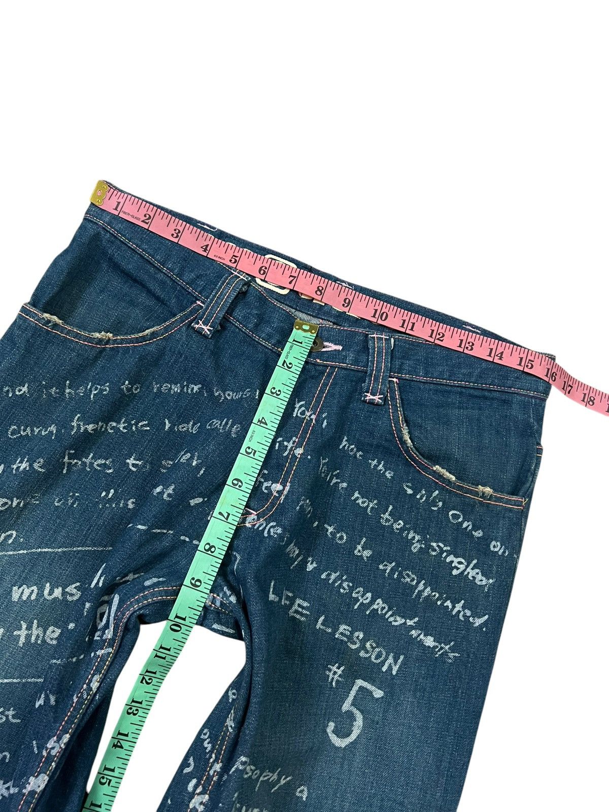 If Six Was Nine × Le Grande Bleu (L.G.B.) JAMGLE JAM JAPAN FLARE DISTRESS JEANS Size US 32 / EU 48 - 15 Thumbnail