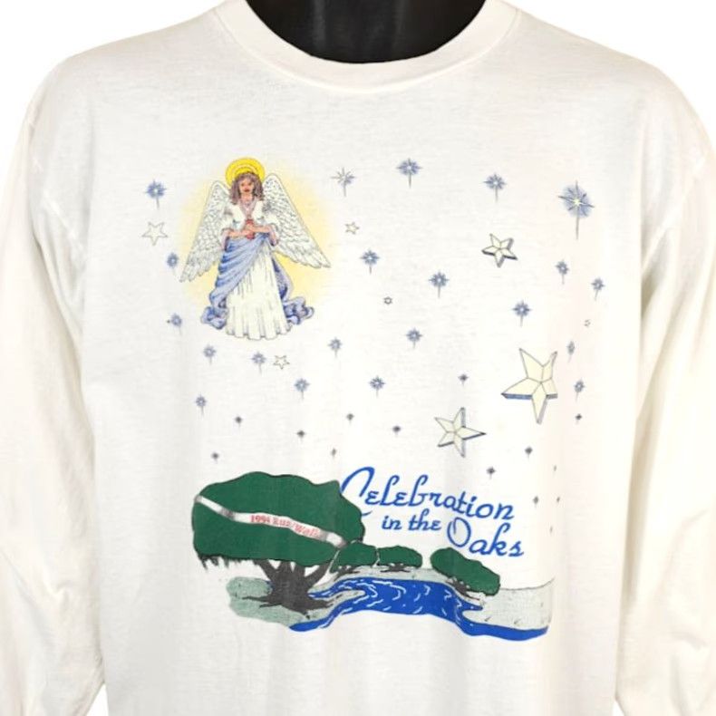 Vintage VINTAGE Celebration In The Oaks T Shirt Mens Size Medium White 90s Made In USA Tennessee River 1994 Run New Orleans Mens Shirts Size US M / EU 48-50 / 2 - 2 Thumbnail