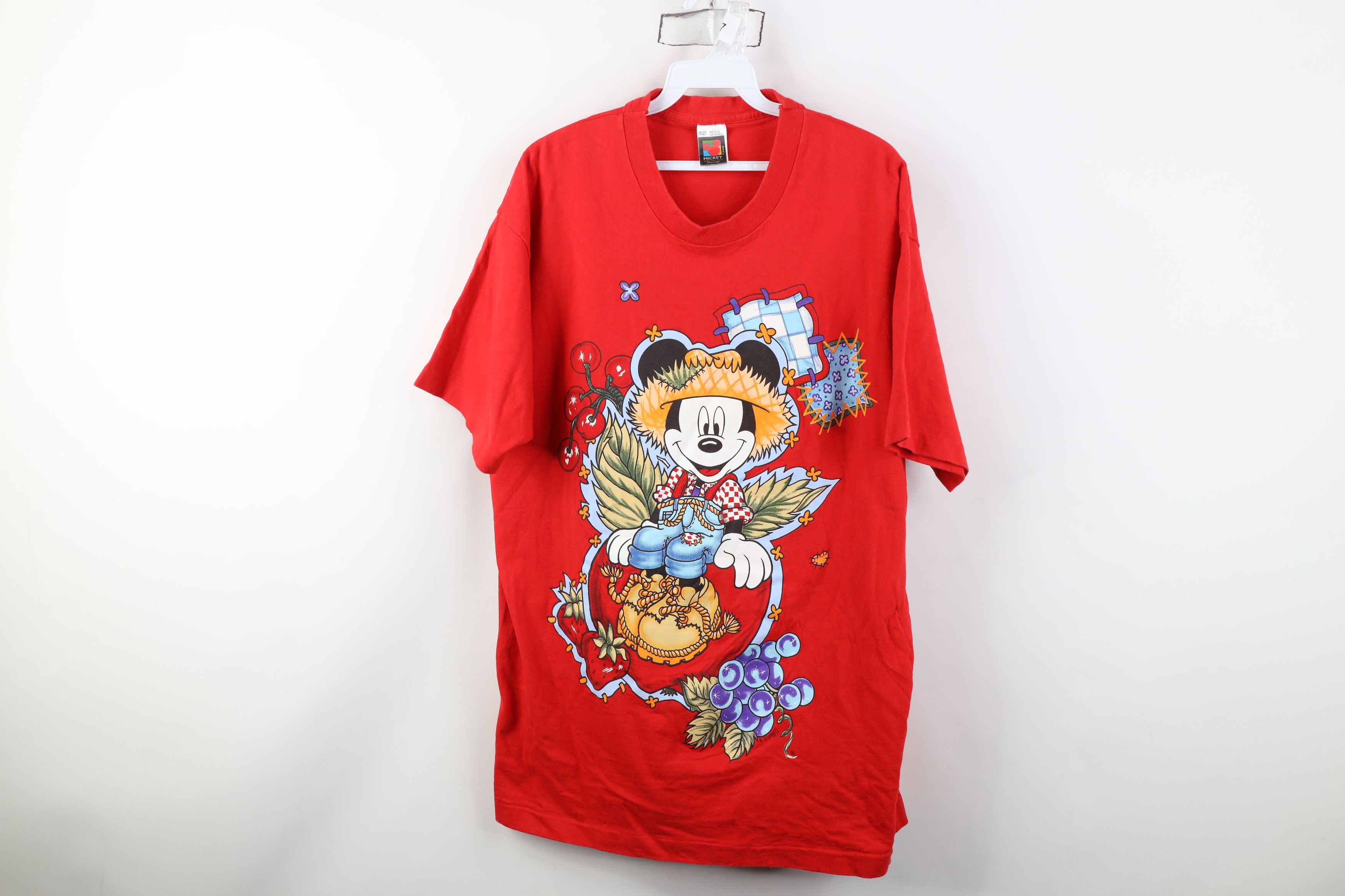 Disney Vintage 90s Disney Mickey Mouse Farmer Short Sleeve T-Shirt Size ONE SIZE - 1 Thumbnail