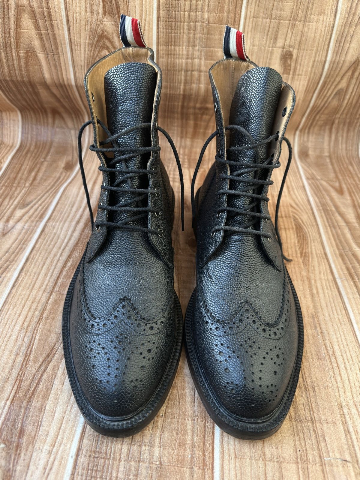 Thom Browne Thom Browne Pebble-Grain Leather Brogue Boots – Black Size US 8.5 / EU 41-42 - 4 Thumbnail