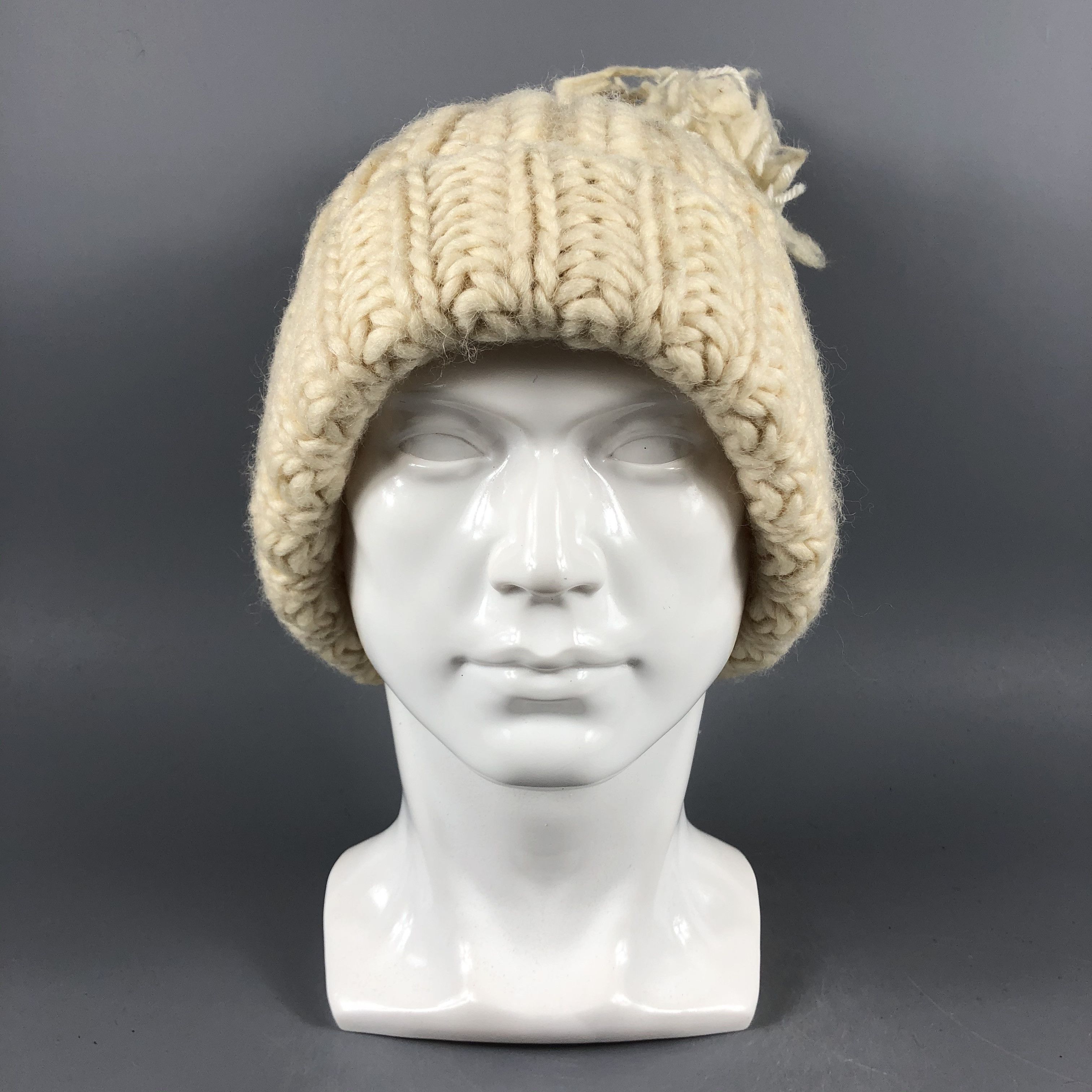 image of Vintage Unknown Ribbed Knit Pompom Beanie Snow Hat Snow Cap -D1297, Men's
