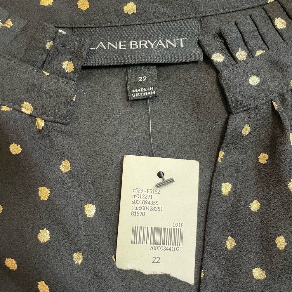 Other NWT New Lane Bryant Black Gold Polka Dots Blouse Size 22 Size 3XL / US 20-22 - 4 Thumbnail
