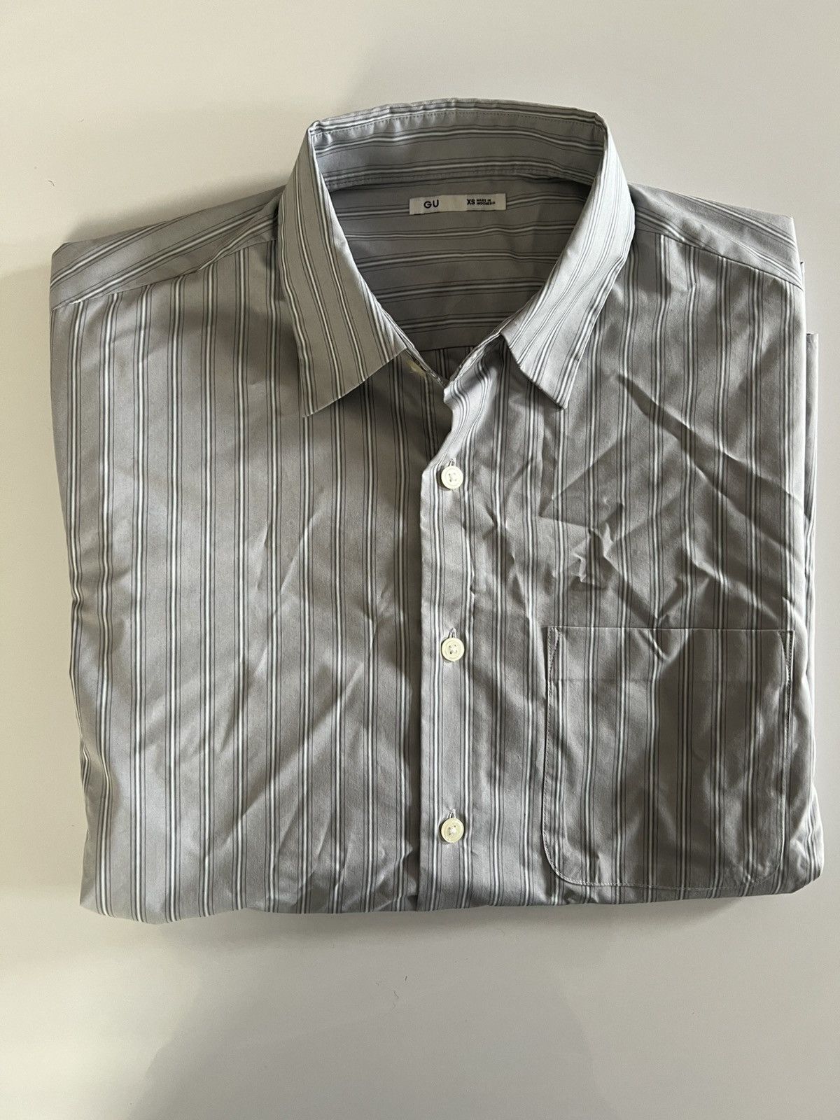 GU Grey Striped Broadcloth Shirt Size US XS / EU 42 / 0 - 1 Thumbnail