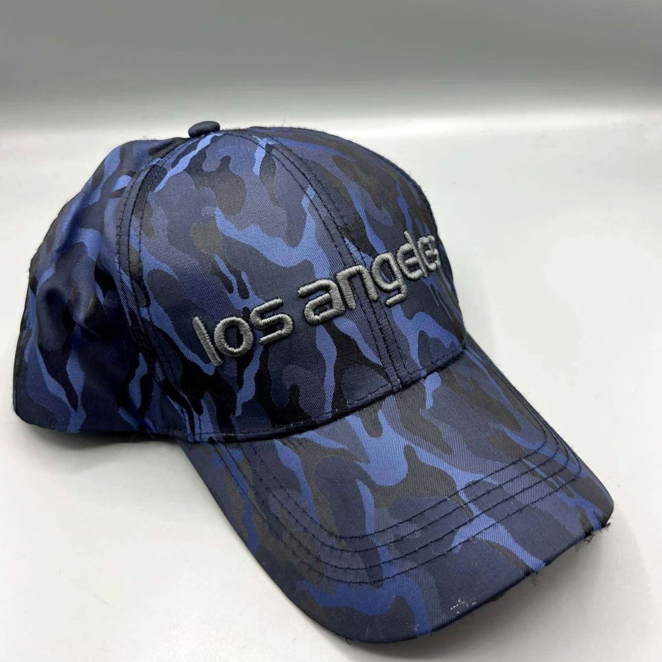 Vintage Los Angeles Hat Men Blue Black Camouflage Embroidered Strap Back Cap Size ONE SIZE - 4 Thumbnail