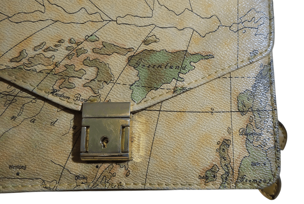 Japanese Brand Orbe Voyage Leather Bag – Map Print Size ONE SIZE - 2 Thumbnail