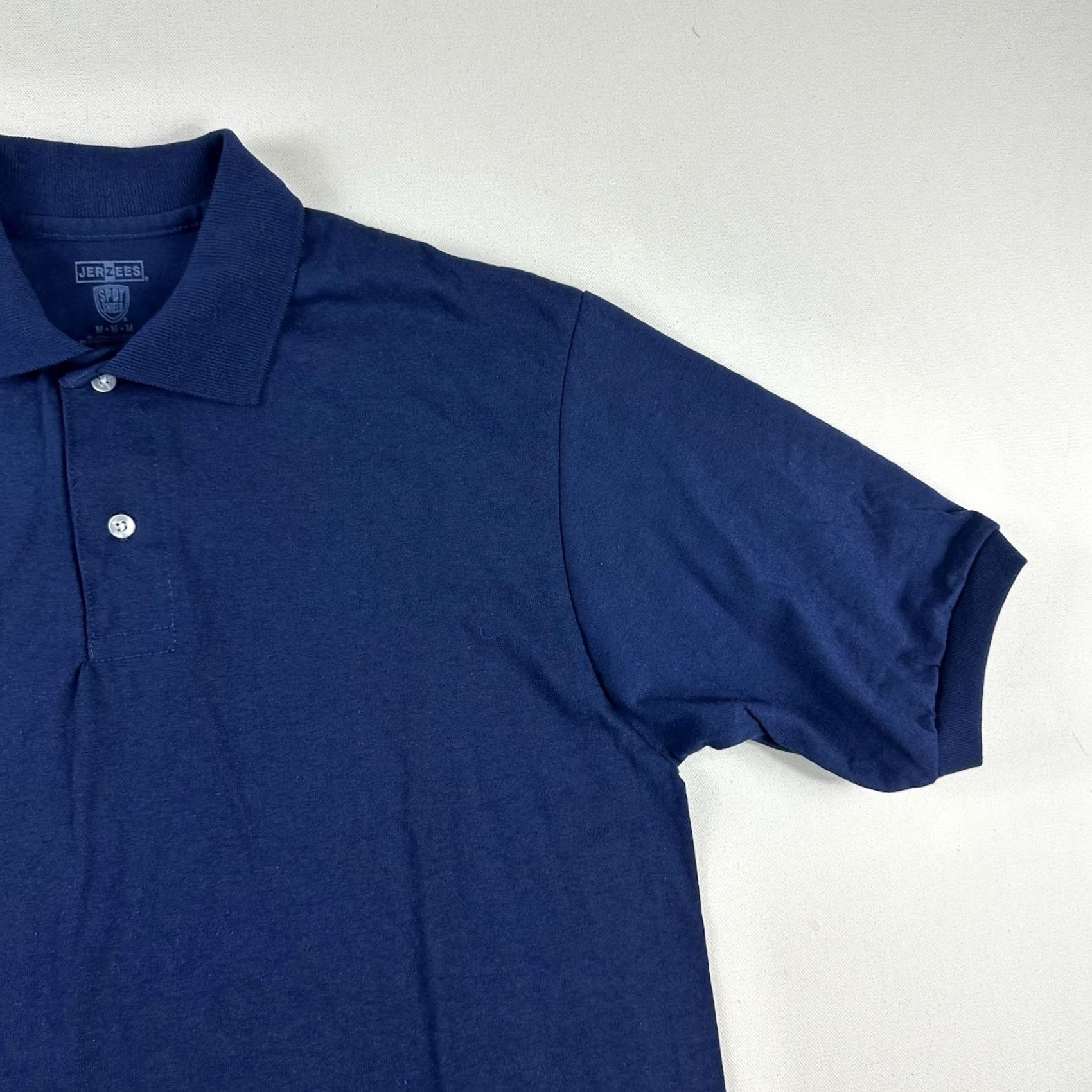 Jerzees JERZEES Polo Shirt SpotShield Mens Medium Navy Blue Short Sleeve Shirt Size US M / EU 48-50 / 2 - 4 Thumbnail