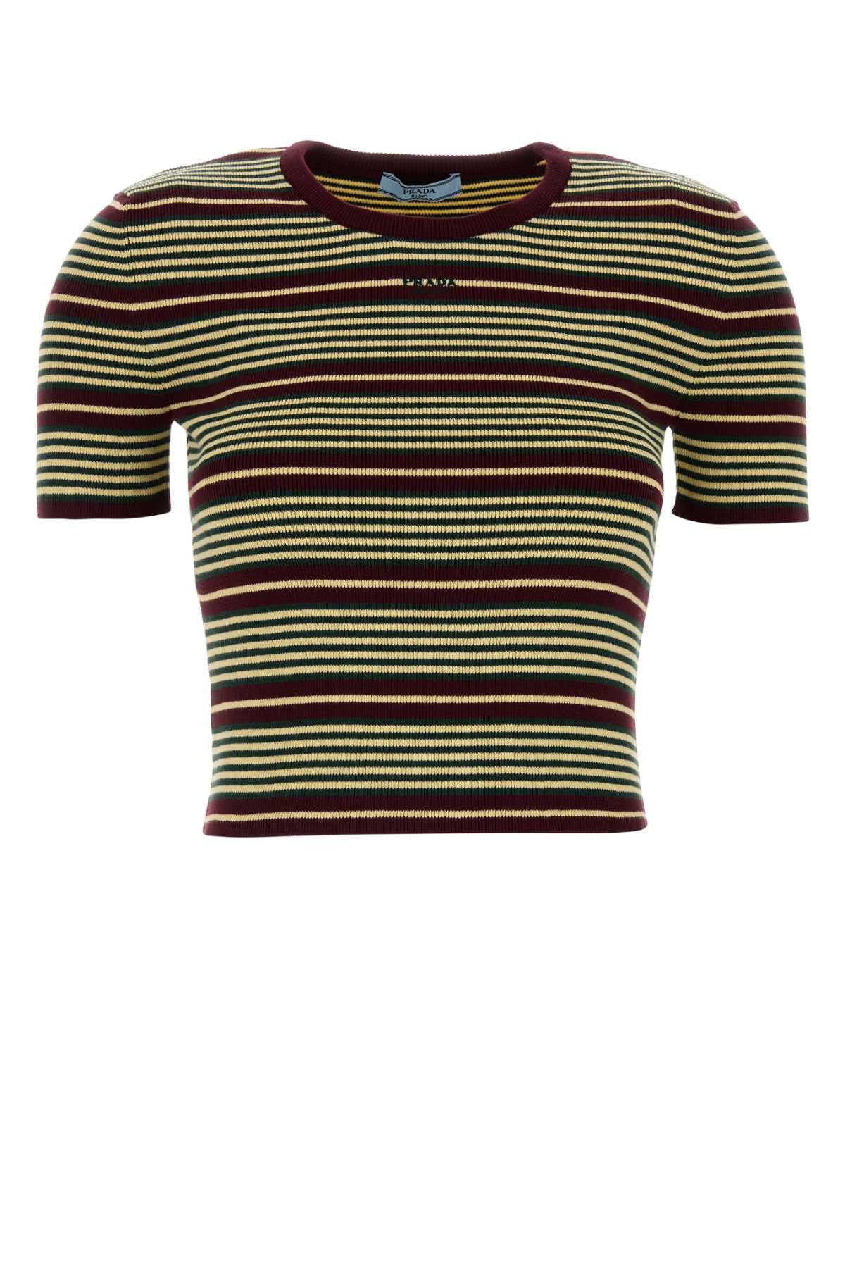 Prada Embroidered Cotton Blend T-Shirt Size M / US 6-8 / IT 42-44 - 1 Thumbnail