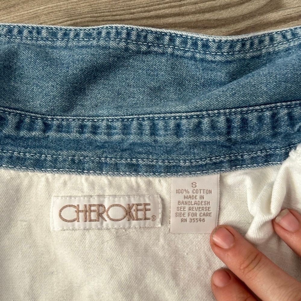 Cherokee cherokee stained white and denim button u long sleeve blouse Size S / US 4 / IT 40 - 5 Thumbnail