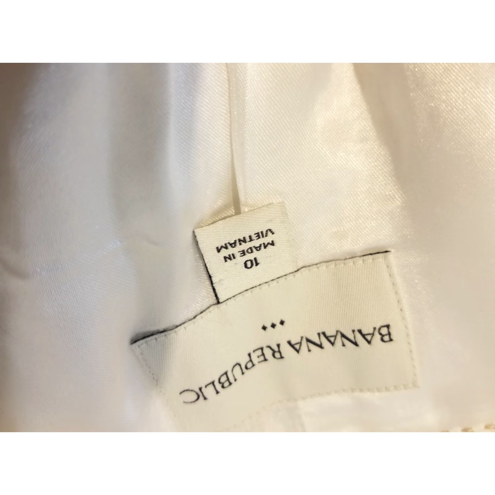 Banana Republic Womens Banana Republic Blazer Shirt Jacket Linen White 10 Regular Long Sleeve Buttoned Lined Polyester One Unit Womens Mens Girls Size L / US 10 / IT 46 - 4 Thumbnail