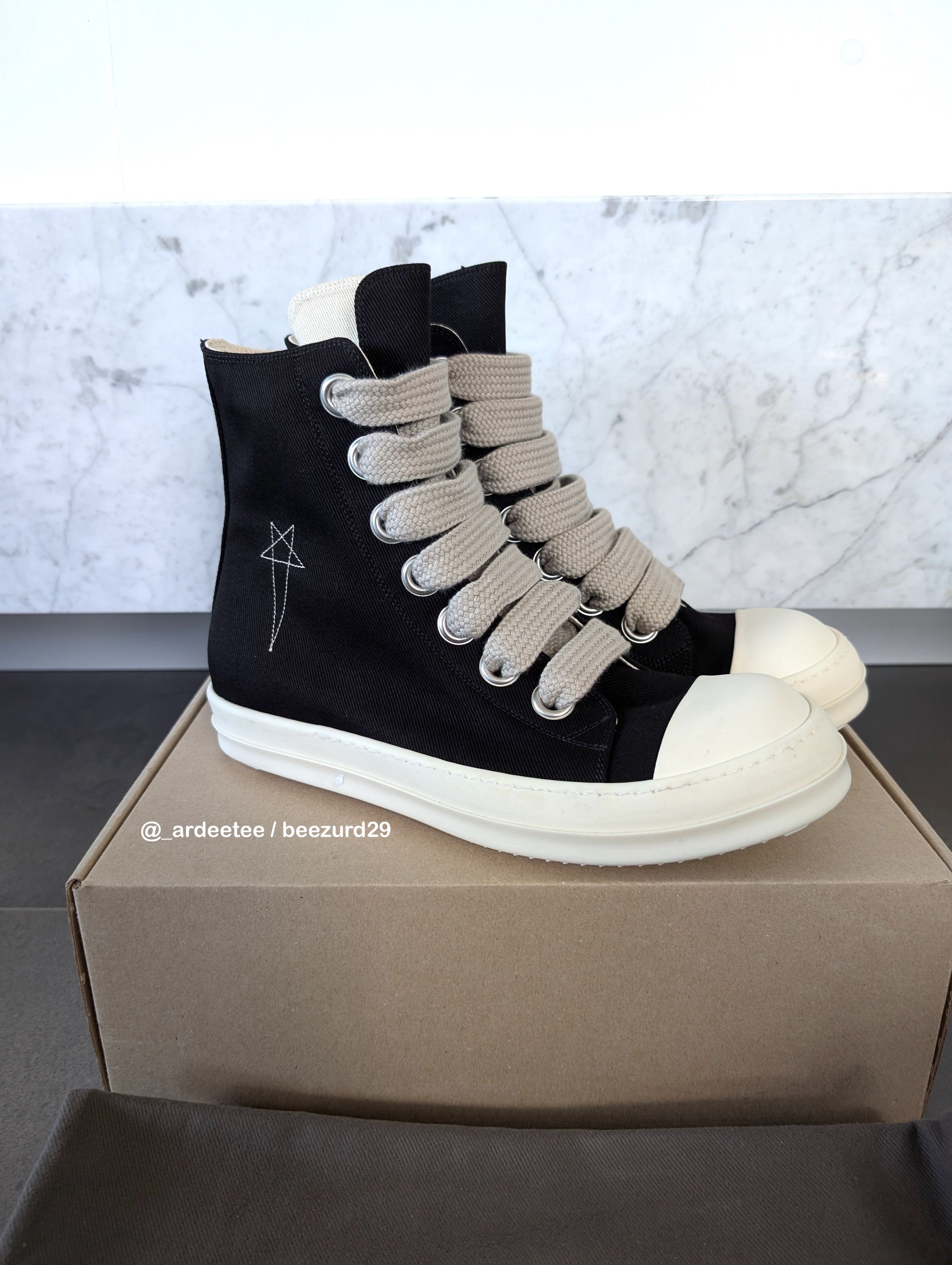 Rick Owens × Rick Owens Drkshdw *NEW* BLACK JUMBO LACE HIGH