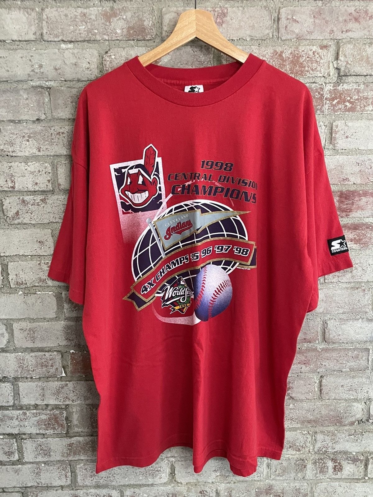 Vintage Cleveland Indians Central Division Champs T-Shirt Size XL 1998 90s  MLB