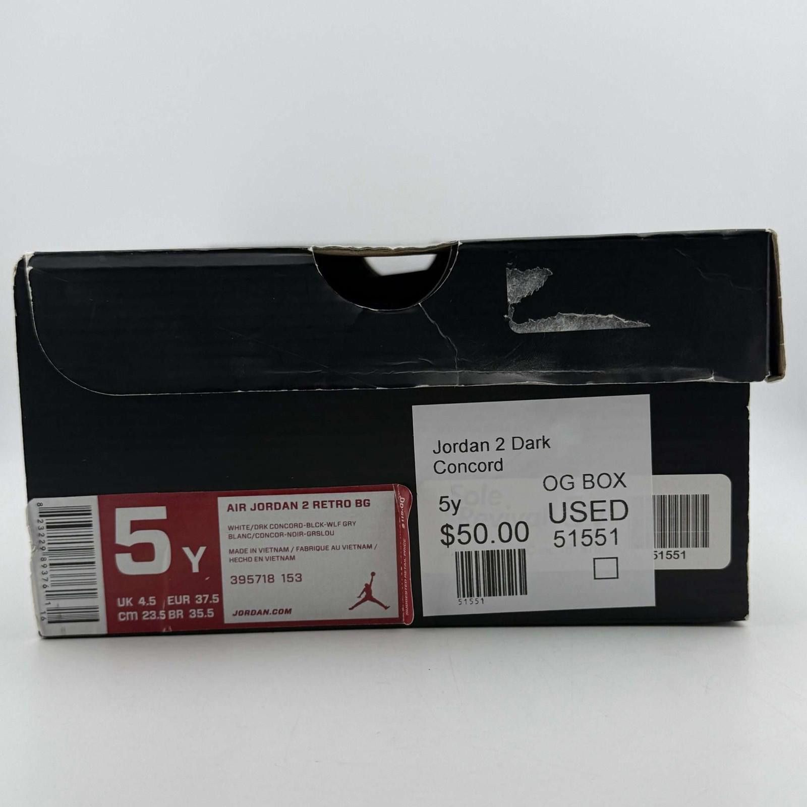 Nike Air Jordan 2 Retro BG Dark Concord 5Y Used OG Box 395718-153 Size US 5 / EU 37 - 8 Thumbnail