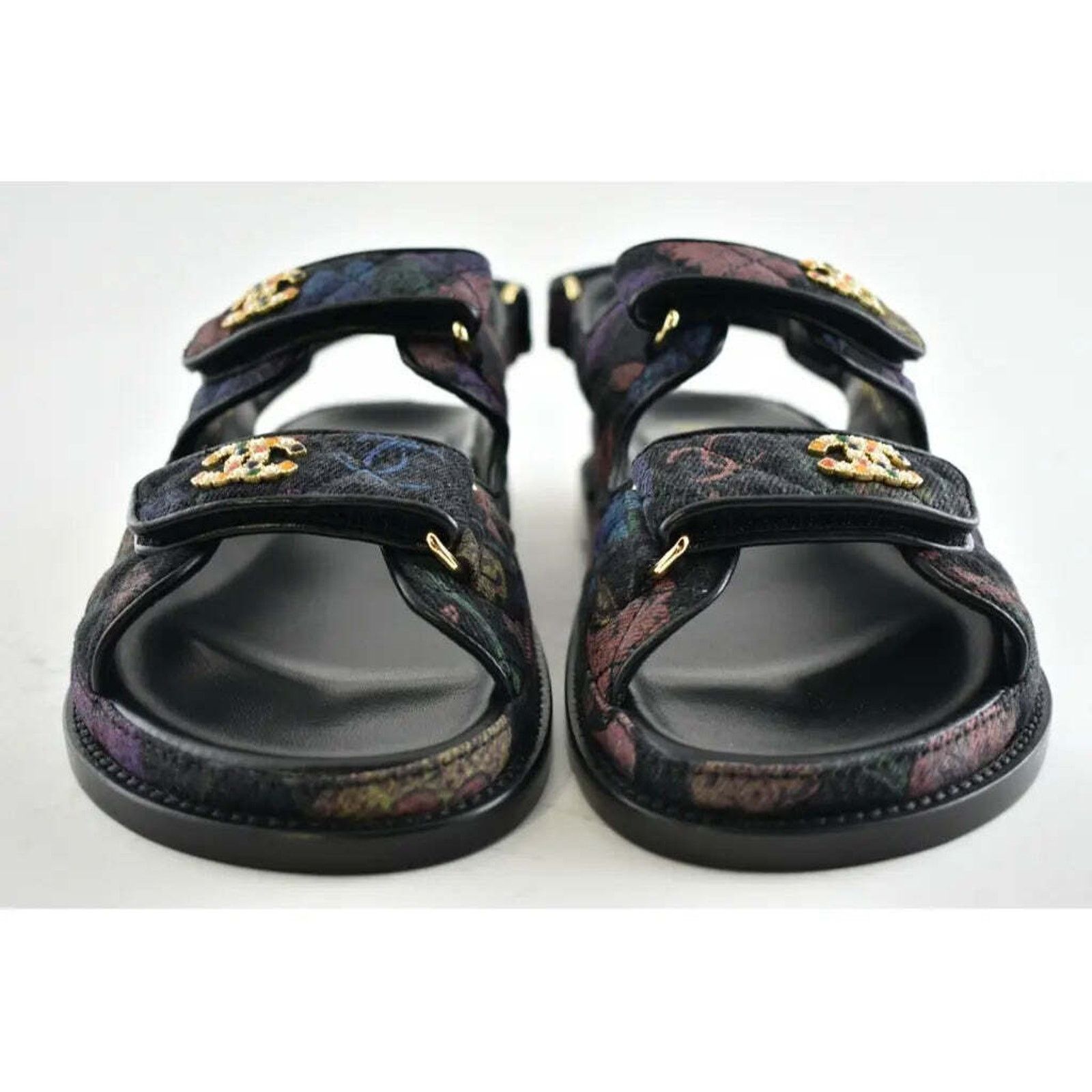 Chanel Chanel 21A Black Denim Graffiti CC Logo Mule Slide Strap Size US 5 / IT 35 - 7 Thumbnail