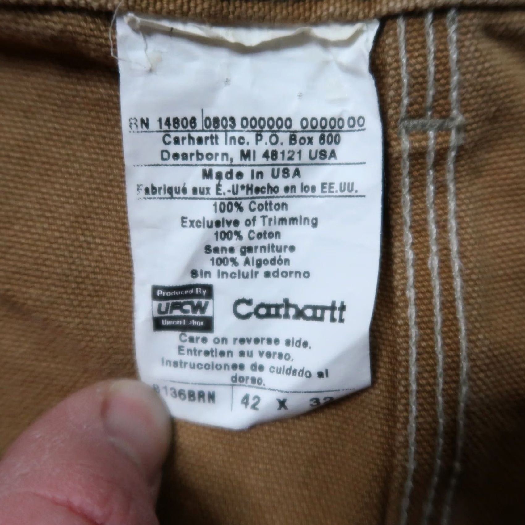 Carhartt Carhartt Carpenter Pants Men 42x32 Duck Canvas Baggy Straight 5-Pocket Brown 90s Style Workwear Cotton Jeans Size US 42 / EU 58 - 4 Thumbnail