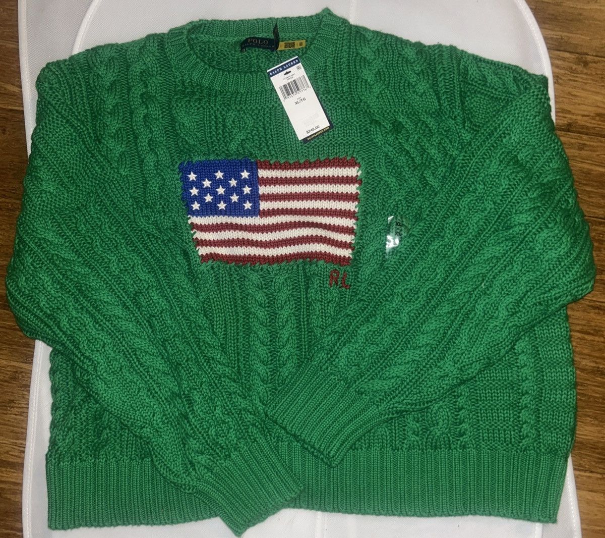 Polo Ralph Lauren Polo Ralph Lauren Aran-Knit Flag Cotton Sweater size XL Size XL / US 12-14 / IT 48-50 - 7 Thumbnail