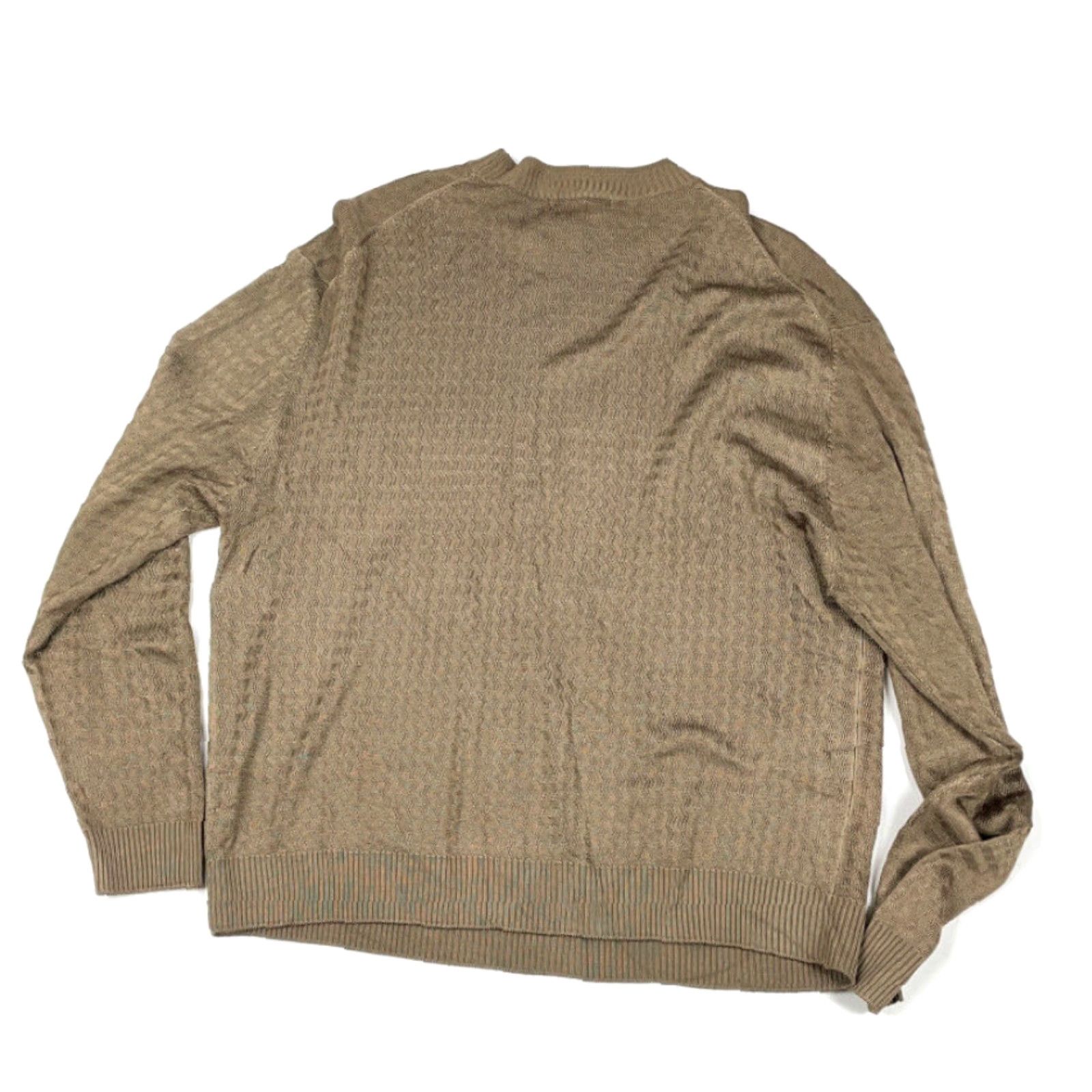 Vintage Tulliano Green Brown Textured Pullover Sweater Adult XL Cotton Blend Dad Style Mens Size US XL / EU 56 / 4 - 2 Thumbnail