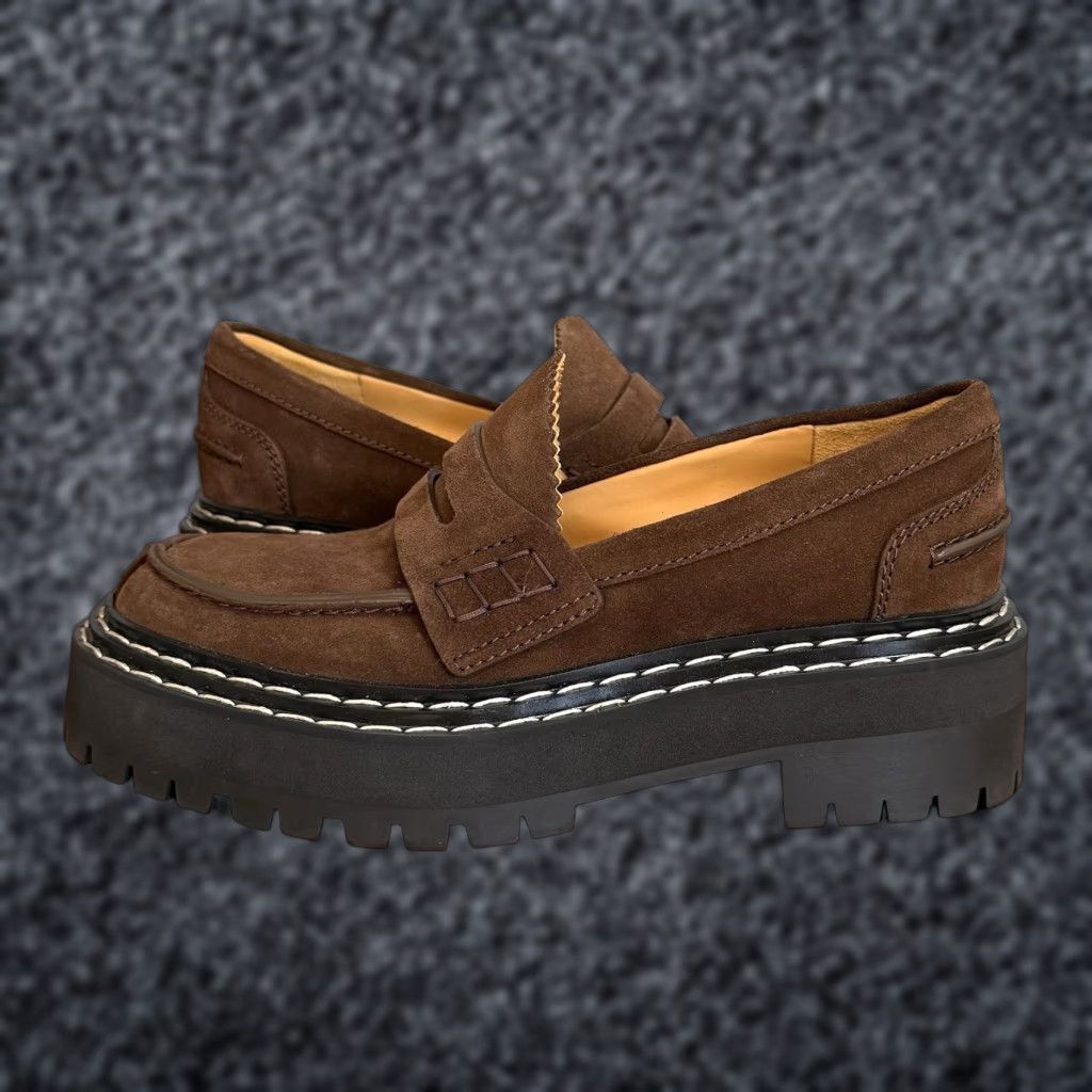 Proenza Schouler Proenza Schouler Suede Lug-Sole Penny Loafers Size 36.5 Brown Excellent Cond. Size US 7 / IT 37 - 1 Thumbnail