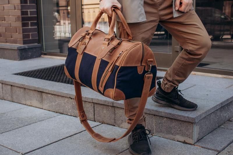 Handmade Genuine leather and thick canvas. Leather Weekender Size ONE SIZE - 3 Thumbnail