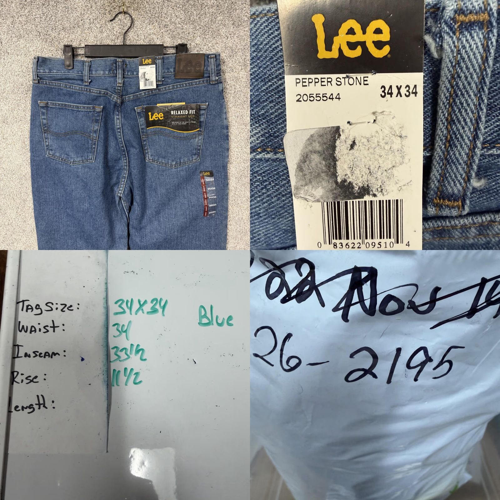 Lee Lee Relaxed Fit Jeans Mens 34x33.5 Blue Denim Straight Leg Stonewash Normcore Cotton 5-Pocket Men Spring Summer Fall Winter Jeans Mens Size US 34 / EU 50 - 9 Thumbnail