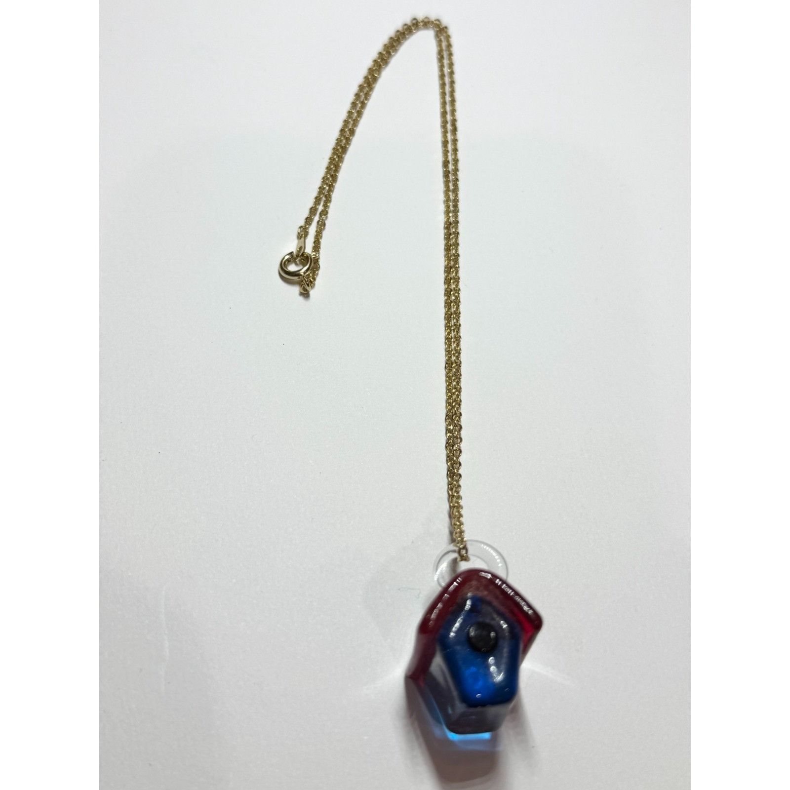 Vintage Vintage red & blue glass house home charm necklace Size ONE SIZE - 2 Thumbnail