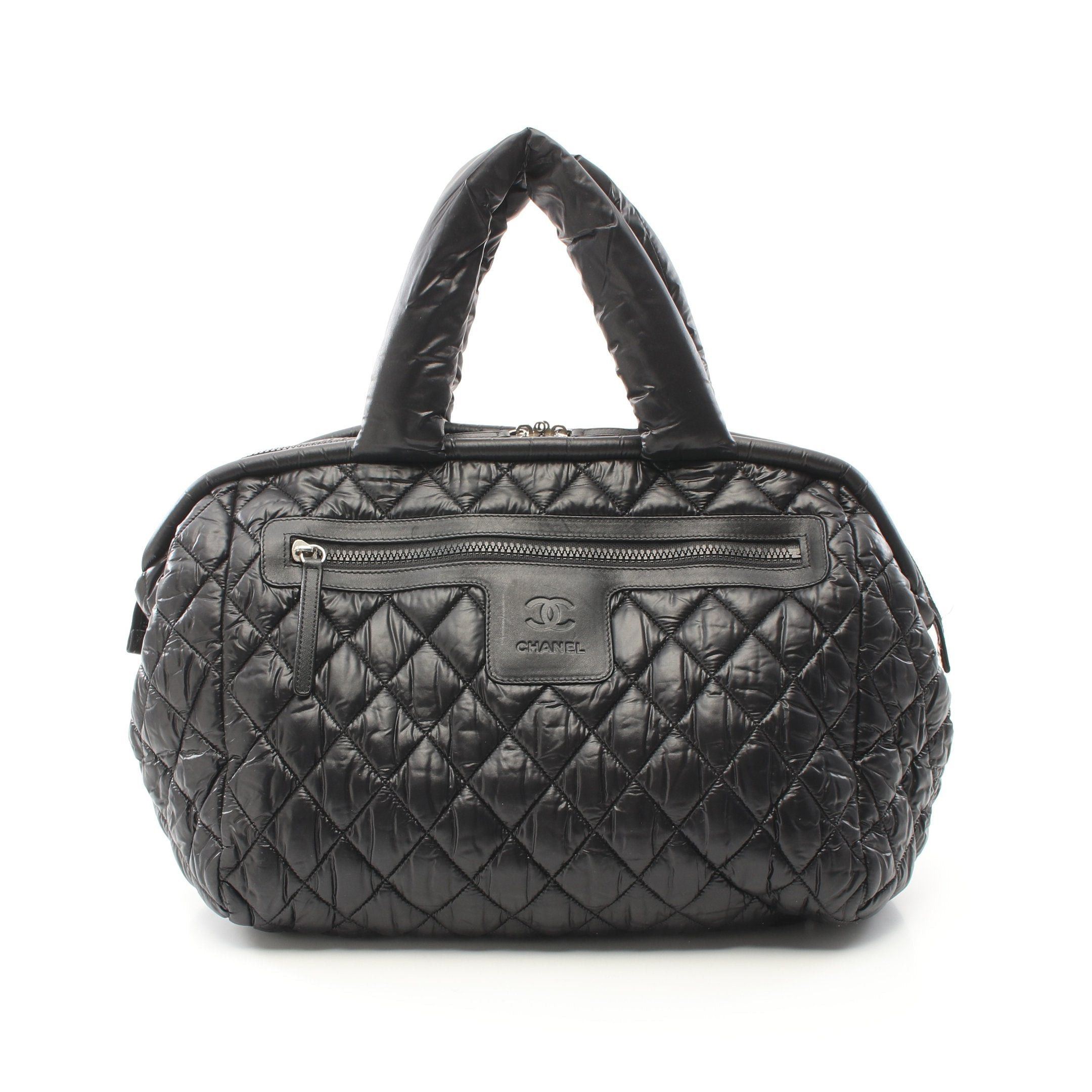 Chanel Chanel Coco Coon Handbag Mini Boston Bag Check Nylon Black Silver Hardware Size ONE SIZE - 1 Thumbnail