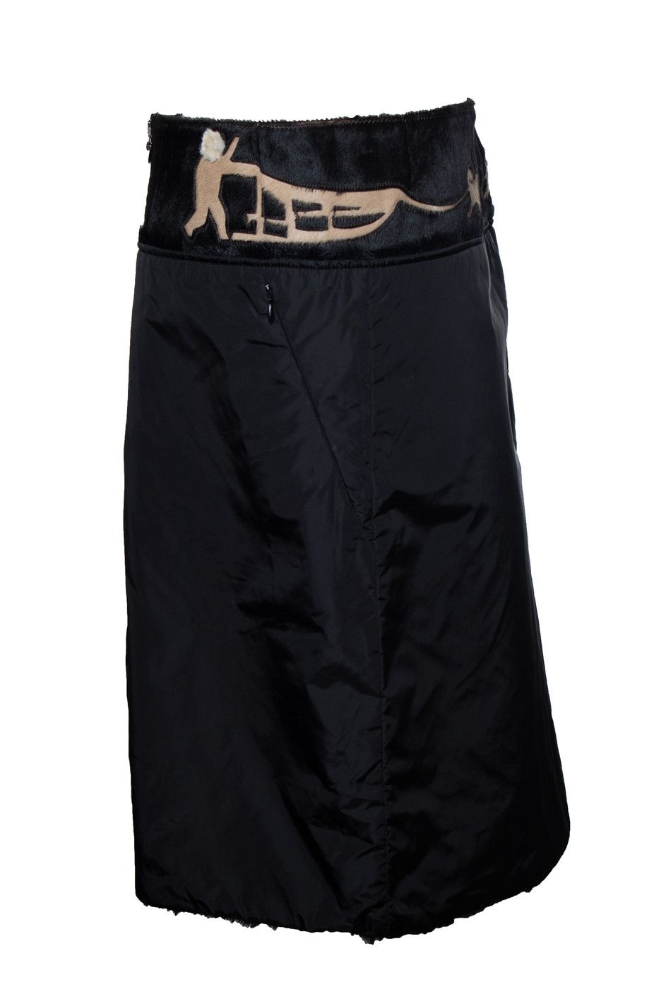 Prada Prada, Nylon skirt in black with ponyskin Size 32" / US 10 / IT 46 - 4 Thumbnail