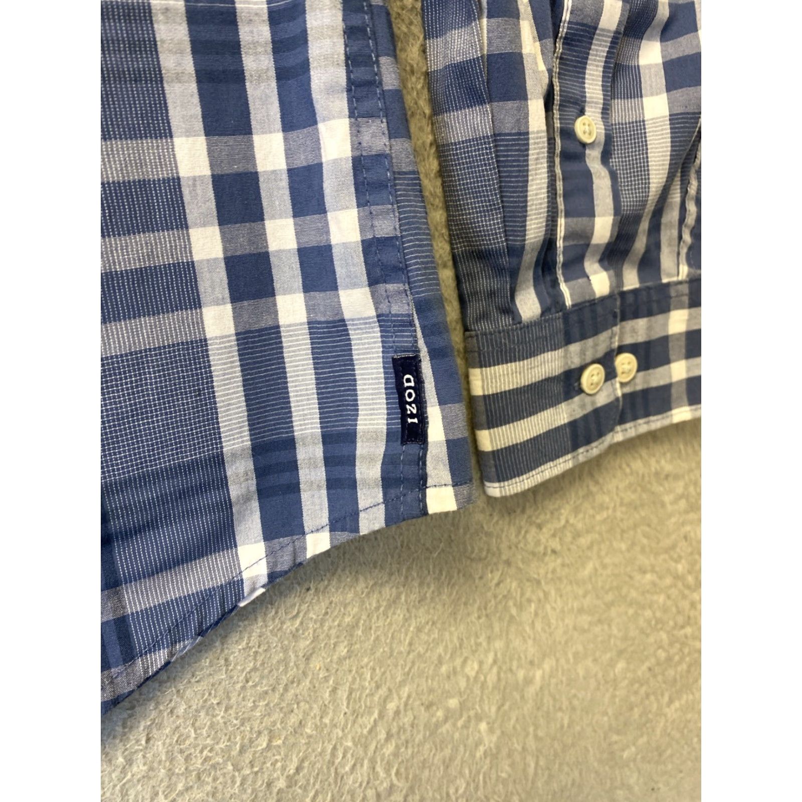 Izod IZOD Shirt Mens XL Blue Button-Down Long Sleeve Dress Classic Plaid /146-24 Mens XL Blue Button-Down Dress Shirt Classic Slim Fit Blue Mens XL Size 46R - 5 Thumbnail