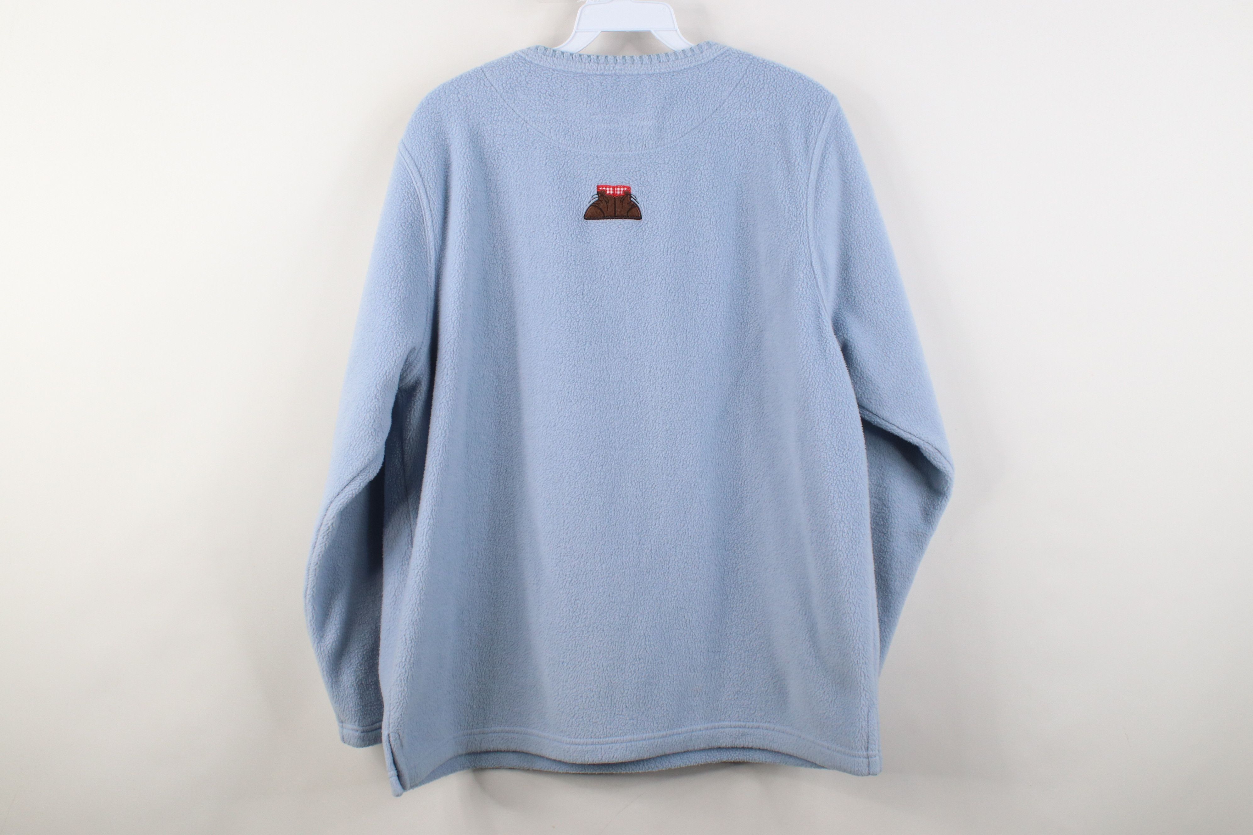 Vintage Vintage 90s Streetwear Cat Kitten Fleece Sweater Blue Size L / US 10 / IT 46 - 8 Thumbnail