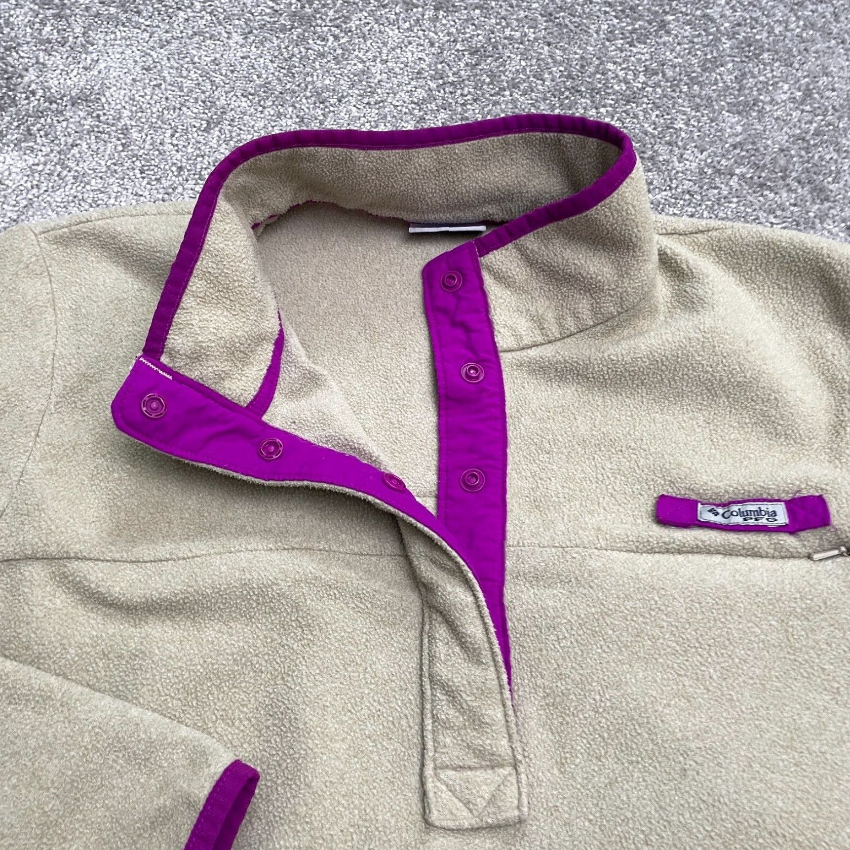 Vintage Columbia Jacket Womens XL Brown Purple Solid Fleece 1/2 Snap Outdoor PFG Fire Side Size XL / US 12-14 / IT 48-50 - 3 Thumbnail