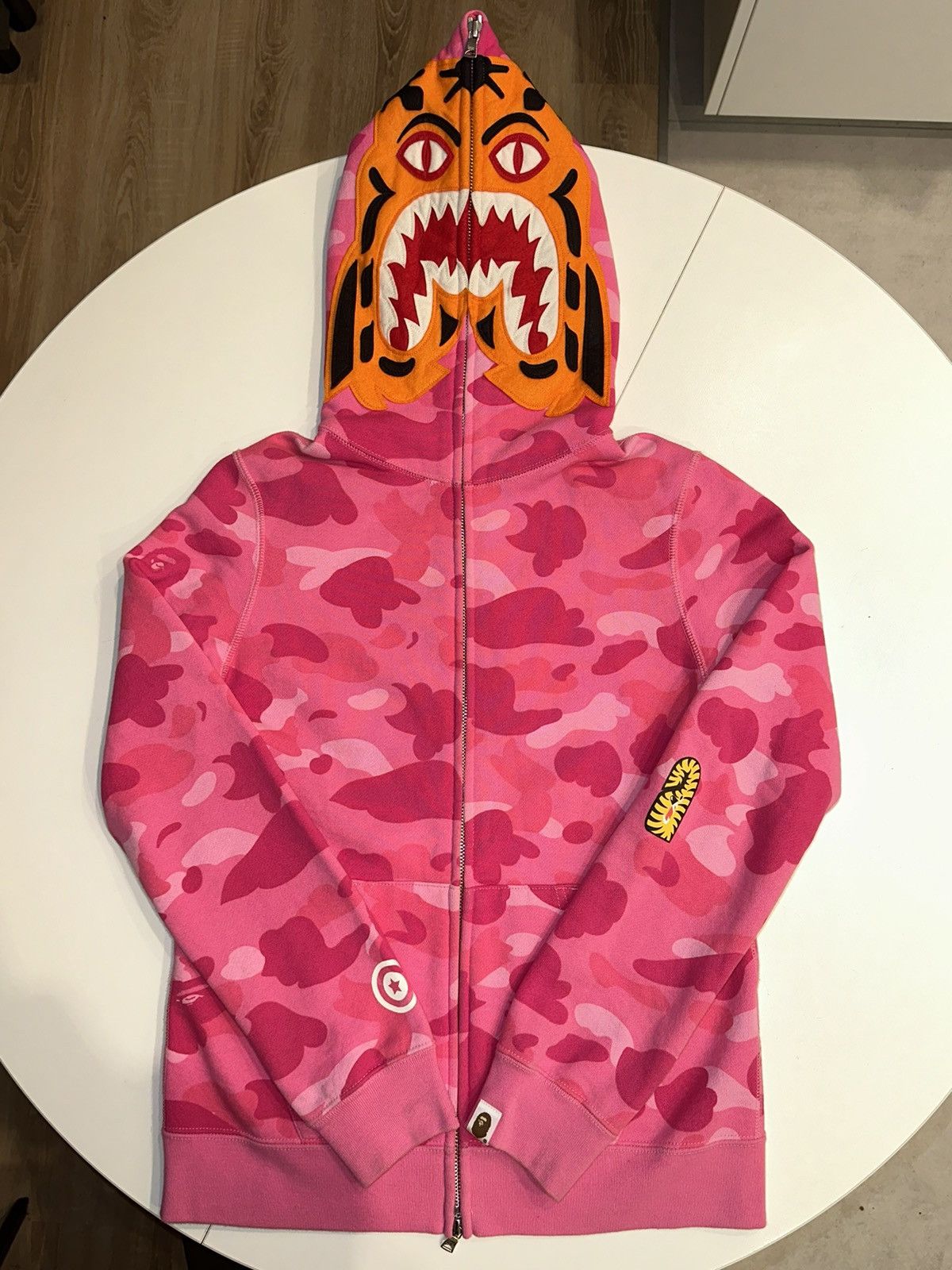 image of Bape Color Camo Tiger Shark Full Zip Hoodie in Pink, Women's (Size XS)