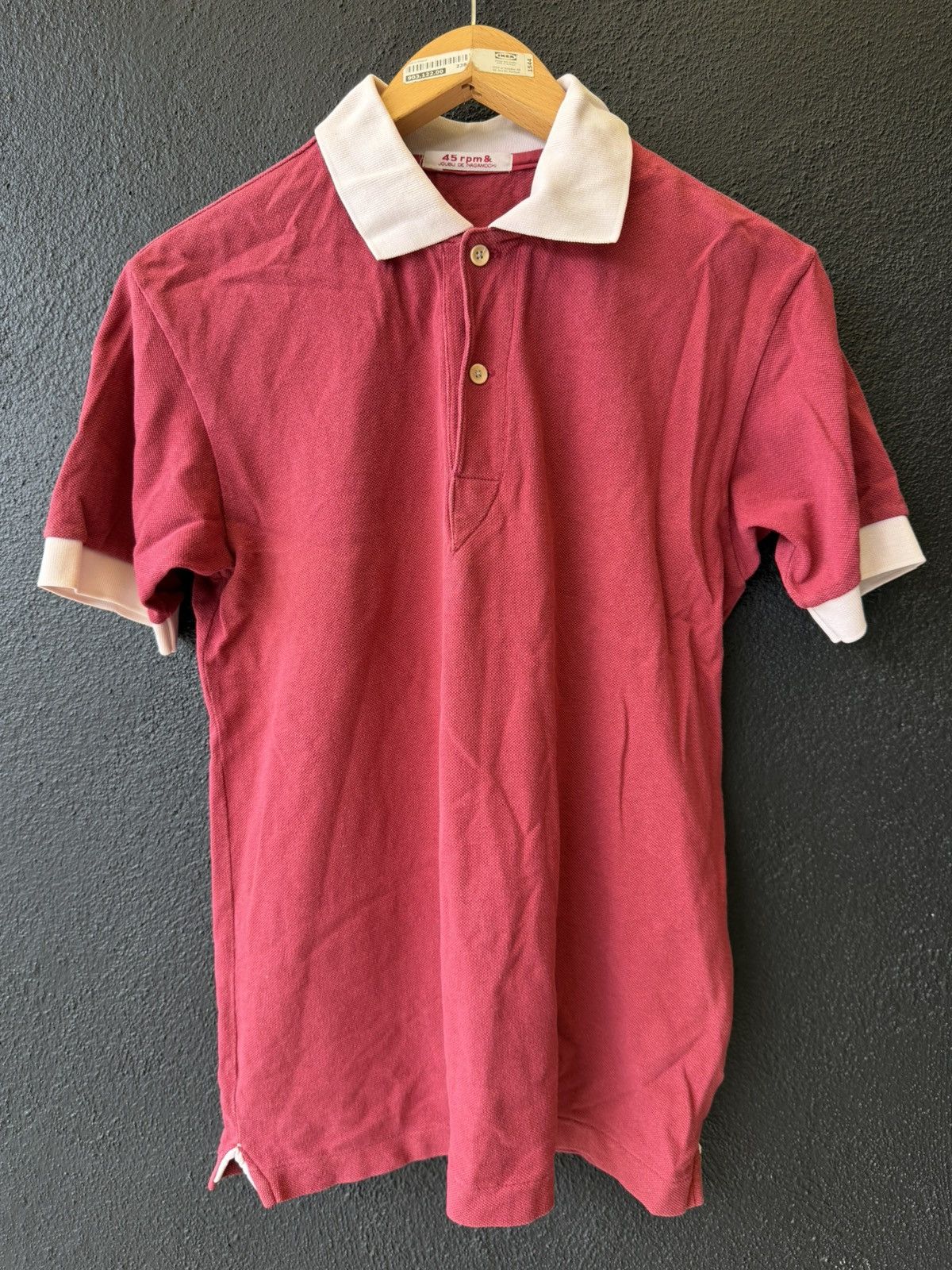45rpm Vintage 80s 45rpm Red Polo Shirt with White Collar and Cuffs Size US M / EU 48-50 / 2 - 1 Thumbnail