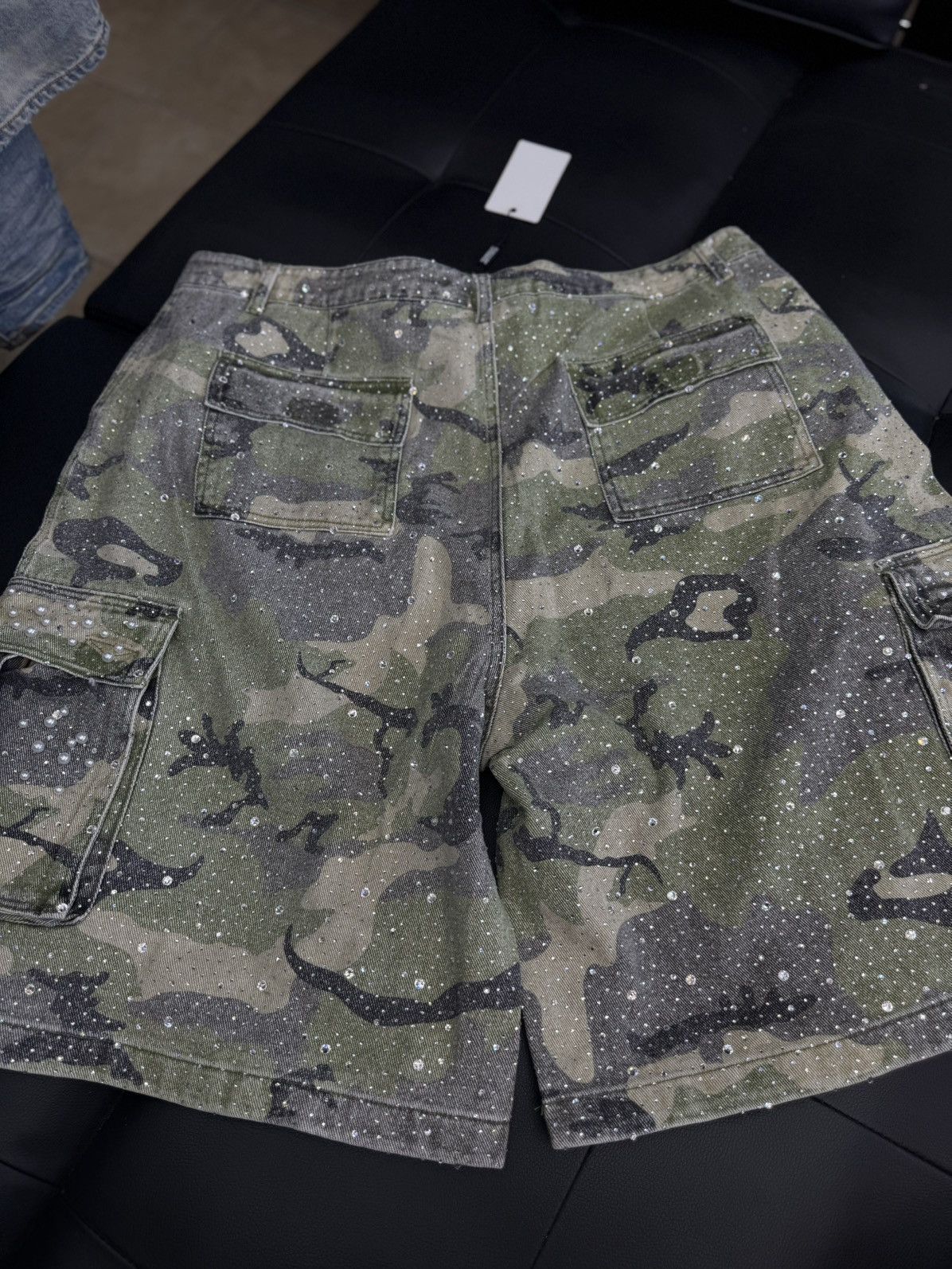 Vale Valley Rhinestone Crystal Shorts Denim Green Camo Size 38 Size US 38 / EU 54 - 6 Thumbnail