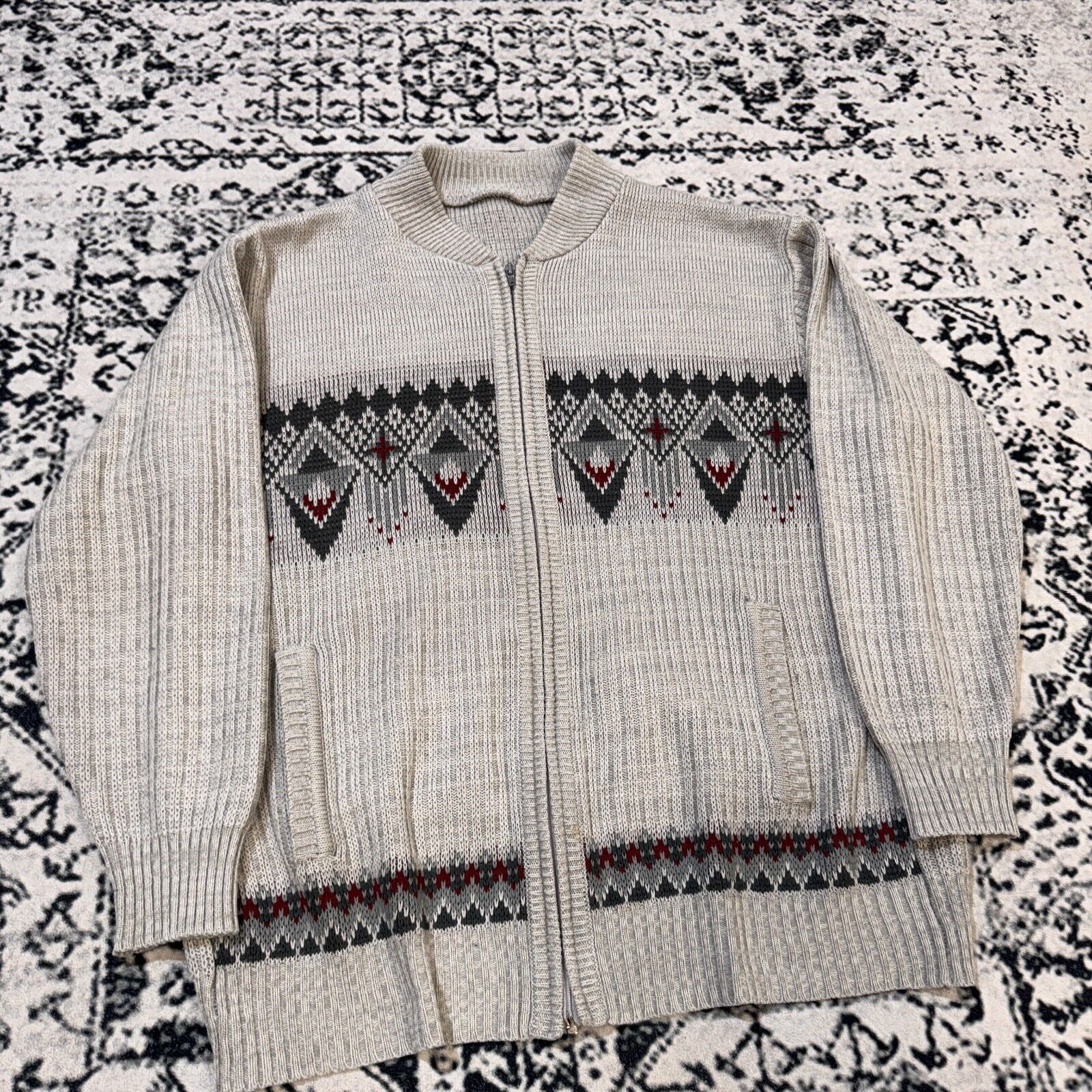 Vintage Vintage Unisex Gray Acrylic Sweater Size L Y2K 90s Geometric Size US L / EU 52-54 / 3 - 7 Thumbnail