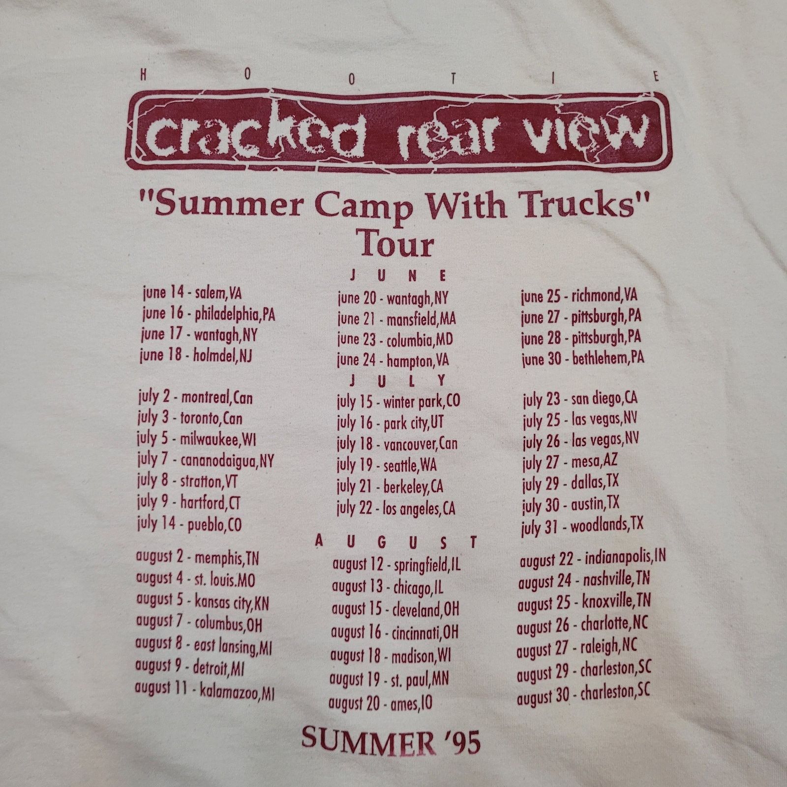Vintage VTG 1995 Hootie & the Blowfish T-Shirt XL Cracked Rear View Size US XL / EU 56 / 4 - 8 Thumbnail
