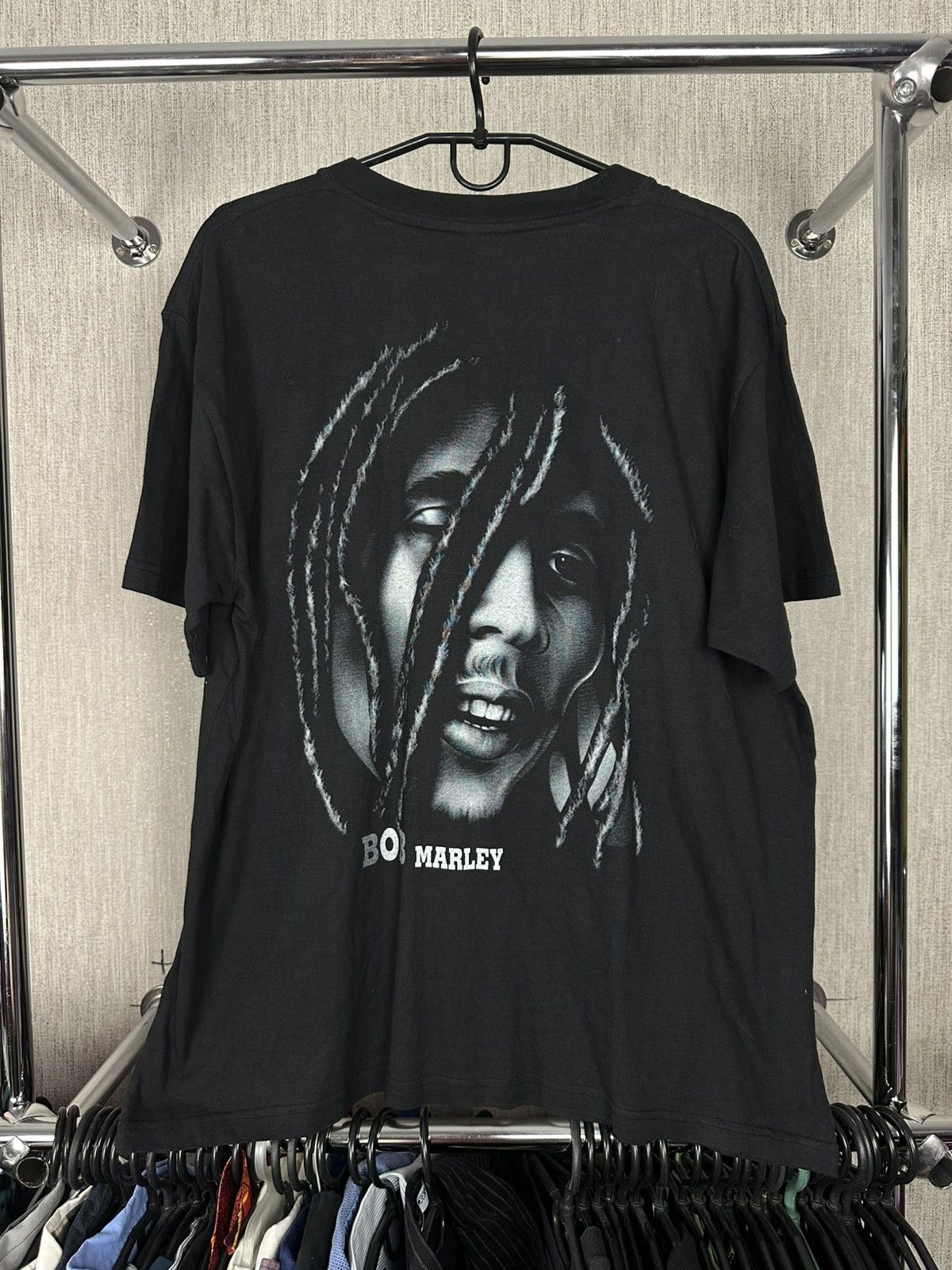 Band Tees × Vintage Vintage Bob Marley Rastaman Double Side Black Band Tee Size US L / EU 52-54 / 3 - 4 Thumbnail